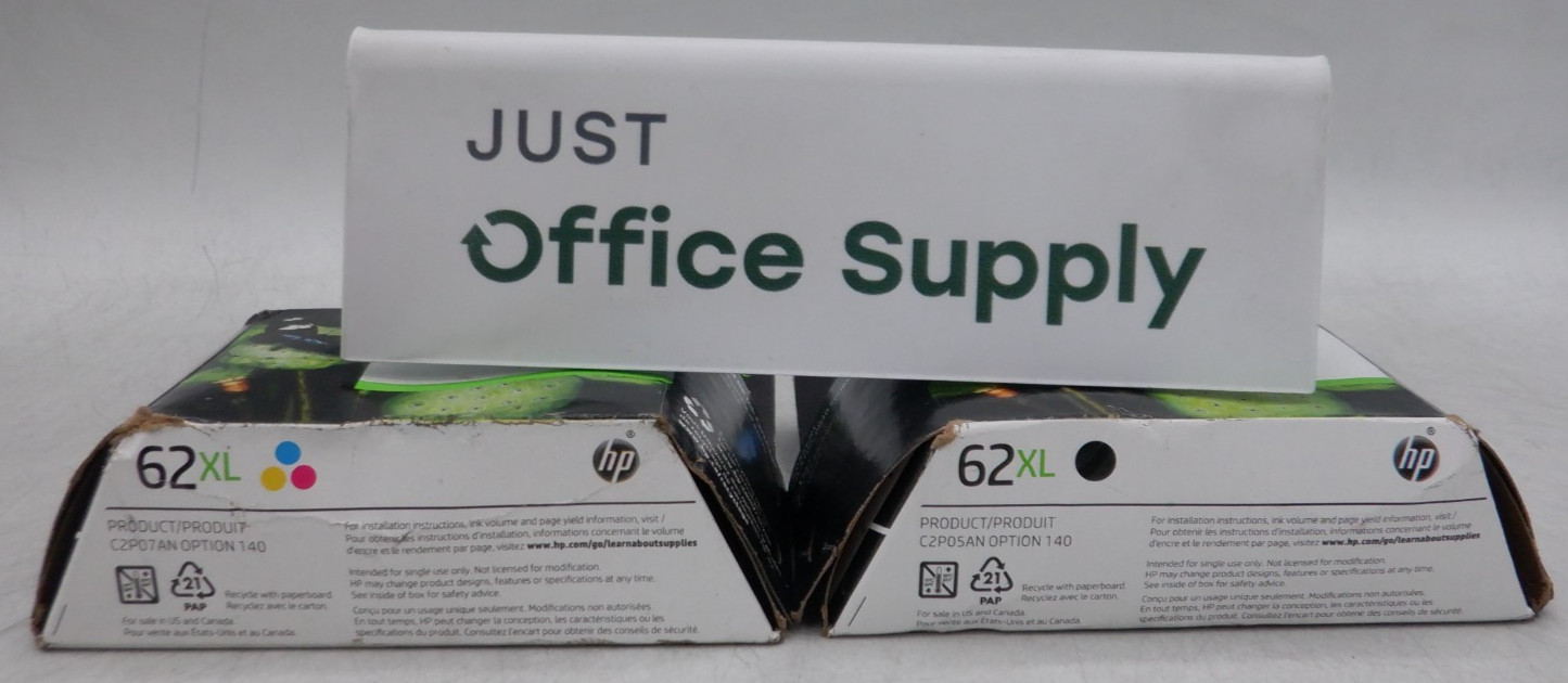 Genuine OEM HP 62XL Black-62XL Tri-color Ink Cartridge FREE SHIPPING