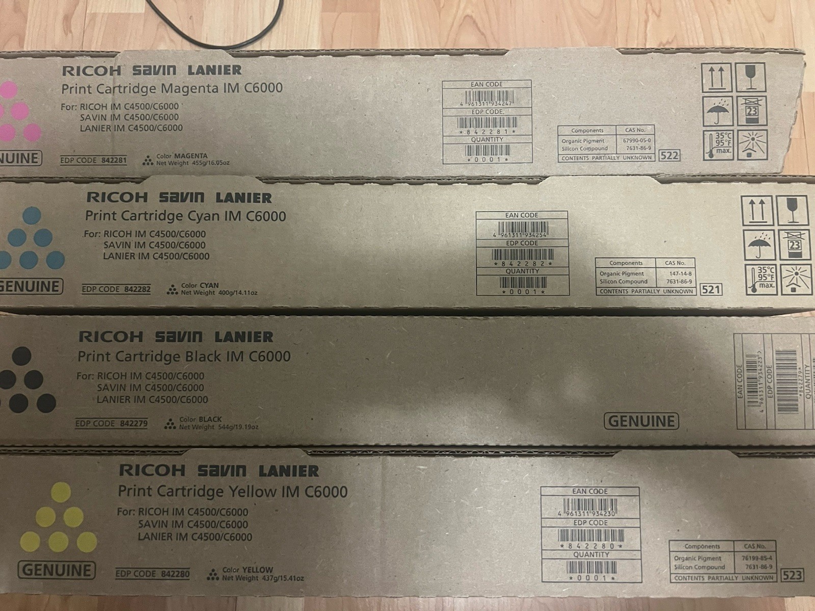 Ricoh IM C4500 IM C6000 OEM Toner OEM YELLOW MAG CYAN BLACK