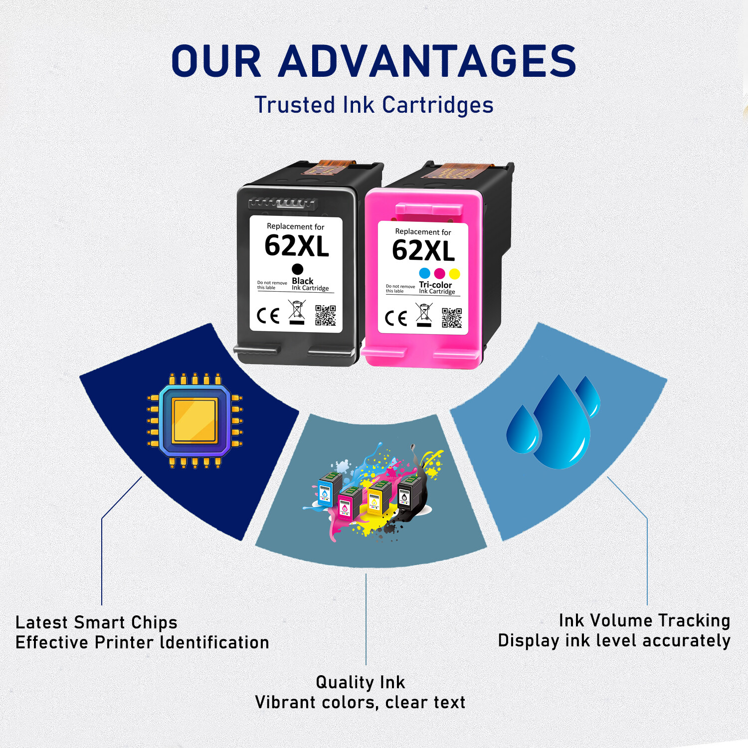 62XL Ink Cartridge for HP Envy 5540 5545 5640 5660 OfficeJet 200 5540 5644 5740