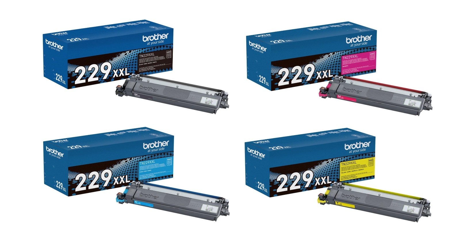 Brother TN229XXL 4PK Super High Yield Toner Set BK CMY for HL MFC Series