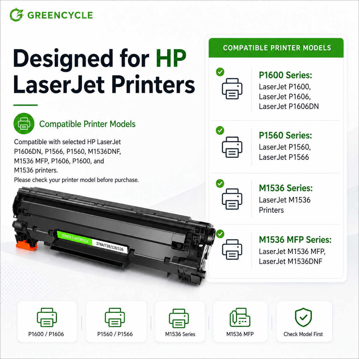 78A CE278A Black Toner Cartridge Compatible for HP LaserJet P1600 P1606 P1606DN