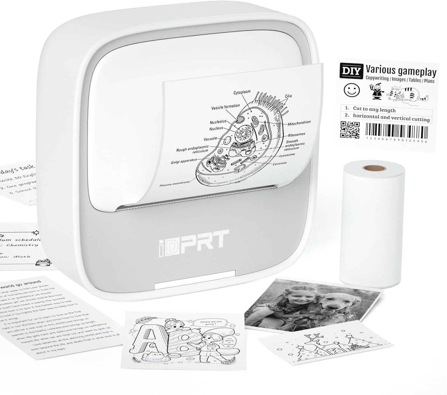 iDPRT Mini Printer with Sticker Paper, Portable Sticker Printer Efficiently and