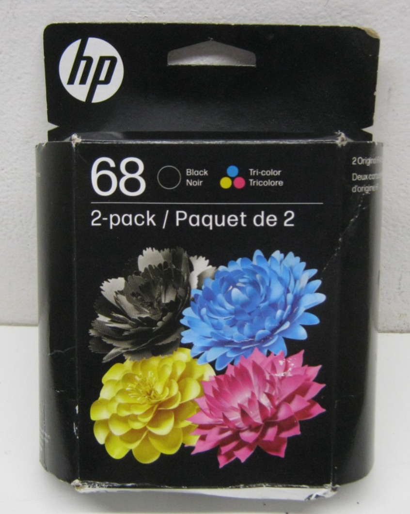 HP 68 Black & Tri-Color Ink Cartridge 2-Pack OEM Exp 7/26 Damaged Box NEW