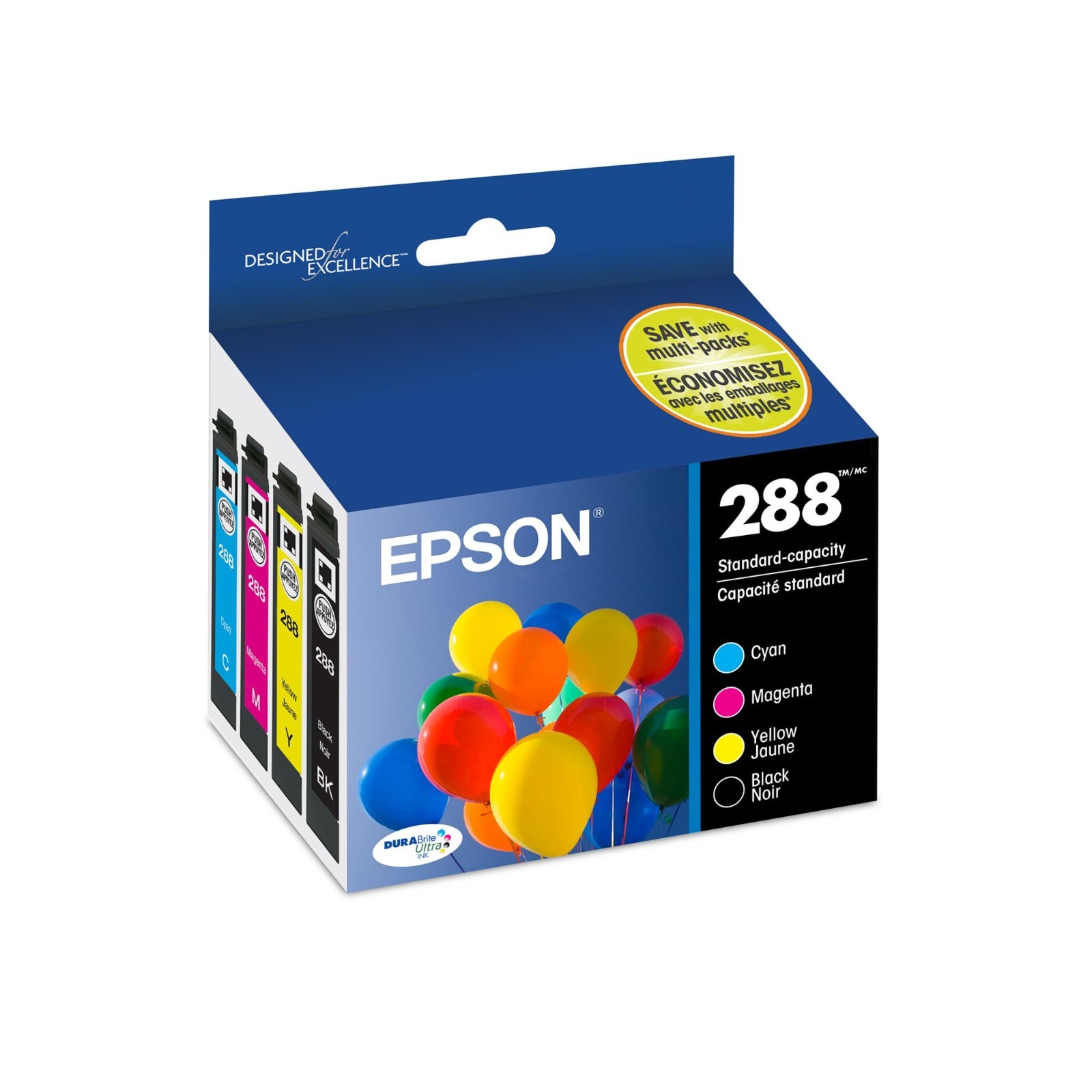 Epson 288 DURABrite UltrInk Cartridge Black/Color Combo Pack T288120-BCS 02/29