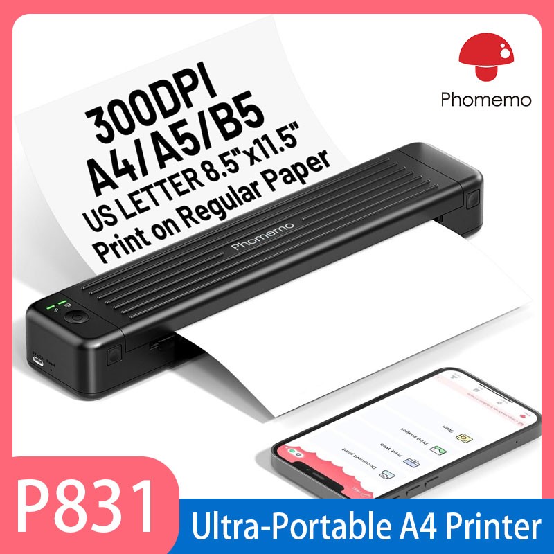 Phomemo P831 Portable Printer Wireless Bluetooth Small Printer A4 for Travel
