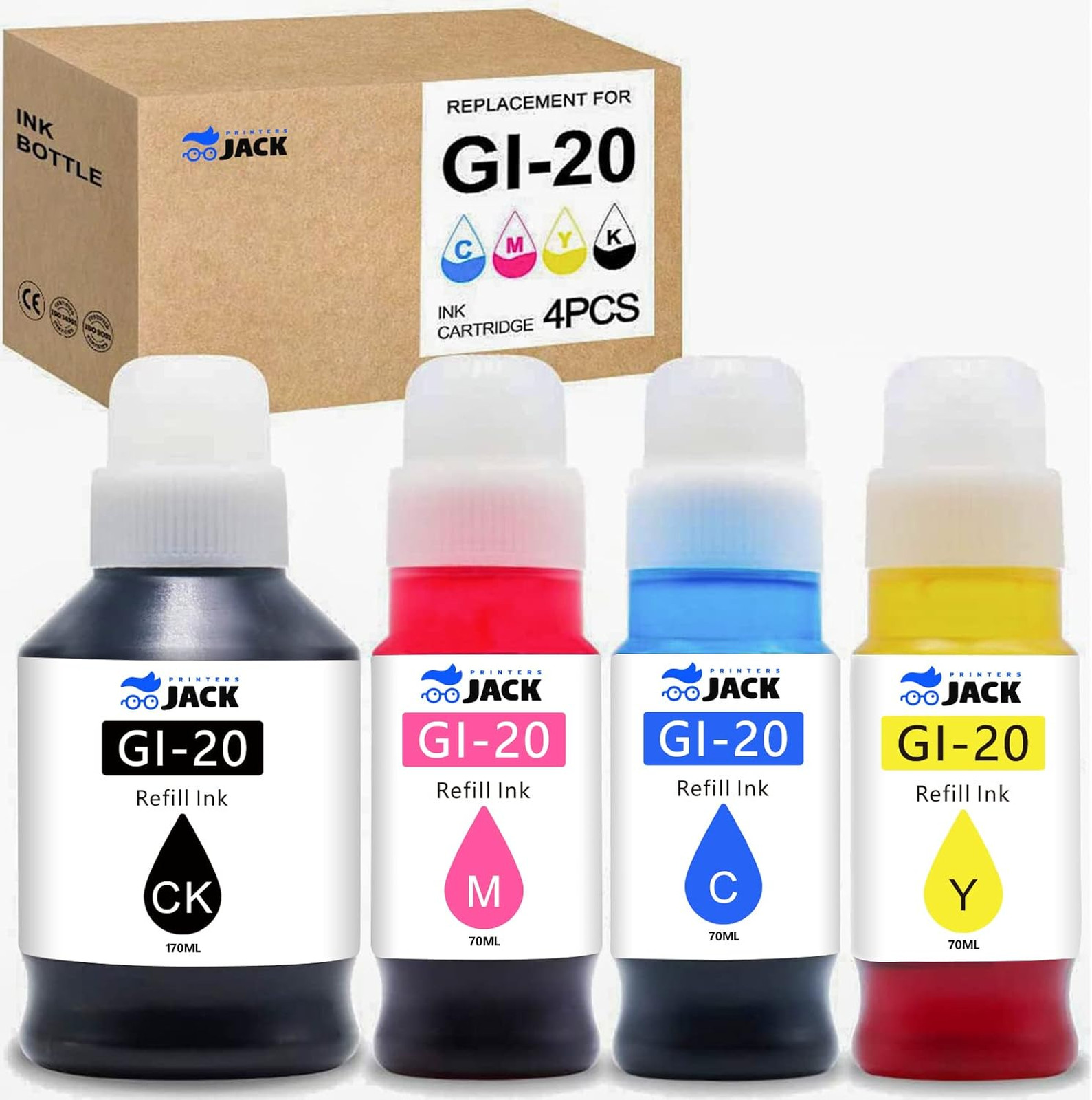 Ink Refill Kit for Canon PIXMA G5020 G6020 G7020 MegaTank Printers Compatible