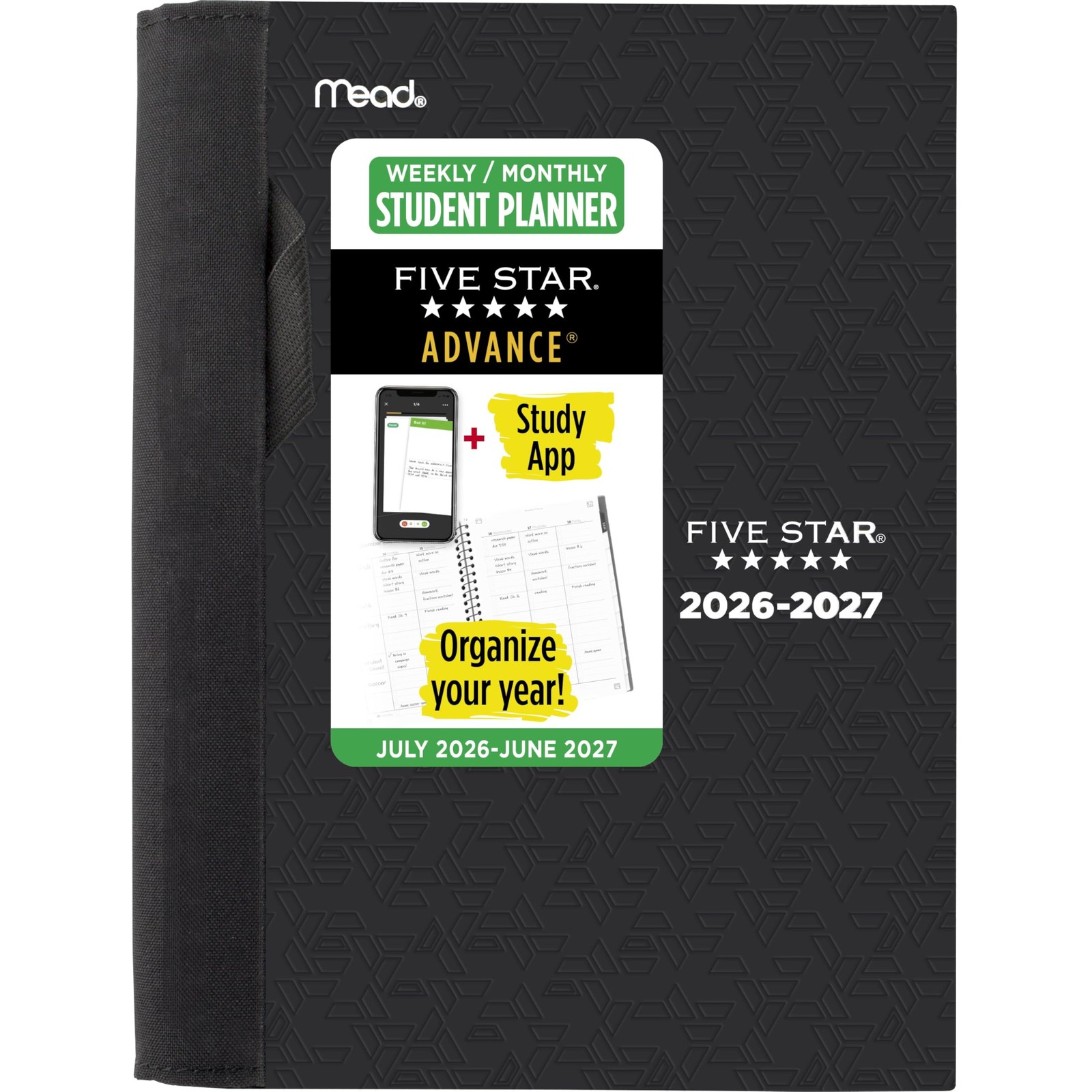 Weekly Monthly Planner 2026-2027 Academic 12 Month Black Half Letter CAW45905