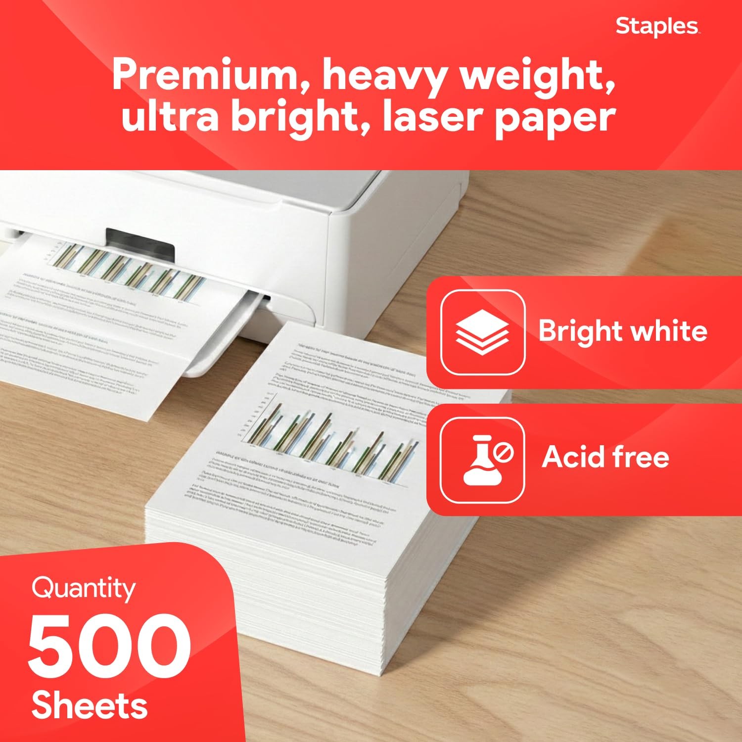 Laser Printer Paper 8.5×11 Inch 32 lb 98 Brightness Office Business Paper Ream