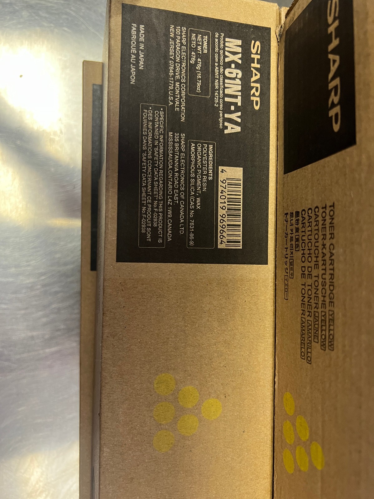 Genuine Sharp MX61NT-YC OEM Contract Toner Color Cartridges YELLOW