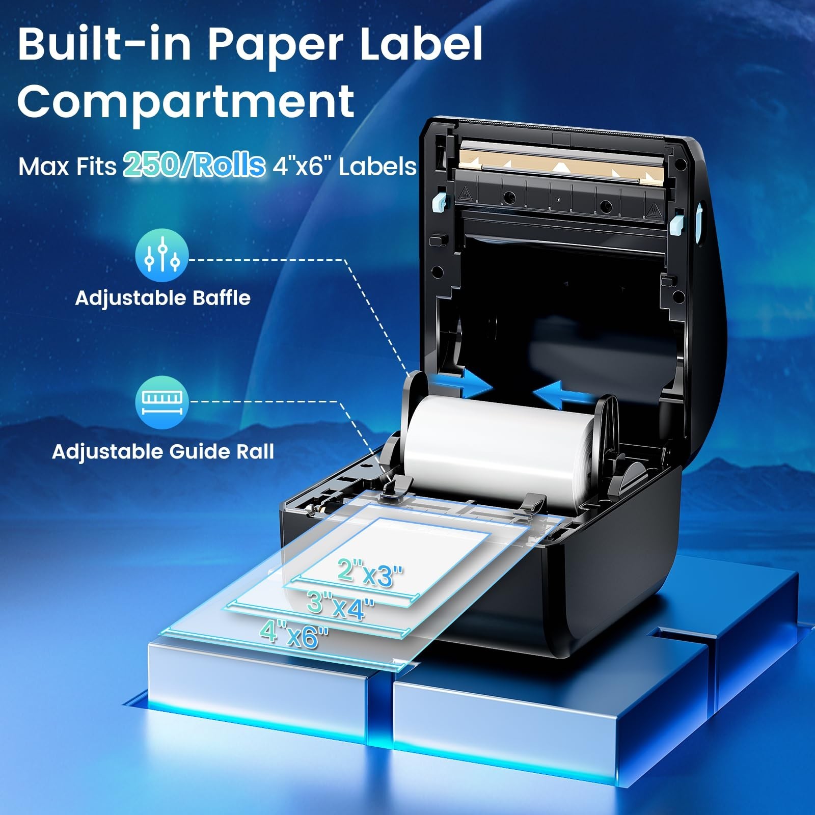 Bluetooth Shipping Label Printer 4×6 – D450BT Thermal Label Printer for Shipp…
