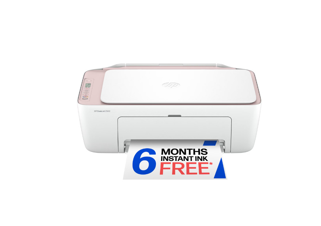 HP DeskJet 2942 Wireless All-in-One Color Inkjet Printer, Pale Rose