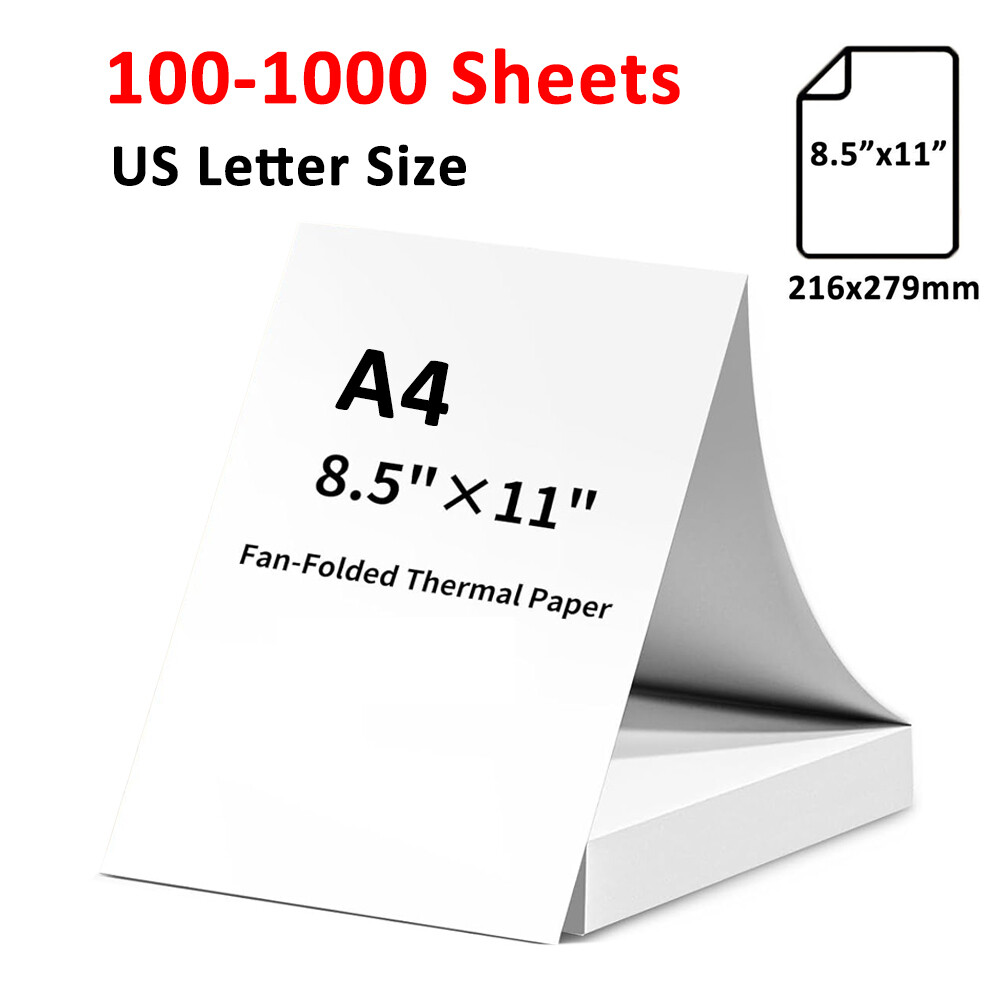 100-1000 Sheets Thermal Printer Paper 8.5″ x 11″ US Letter Size Thermal Paper