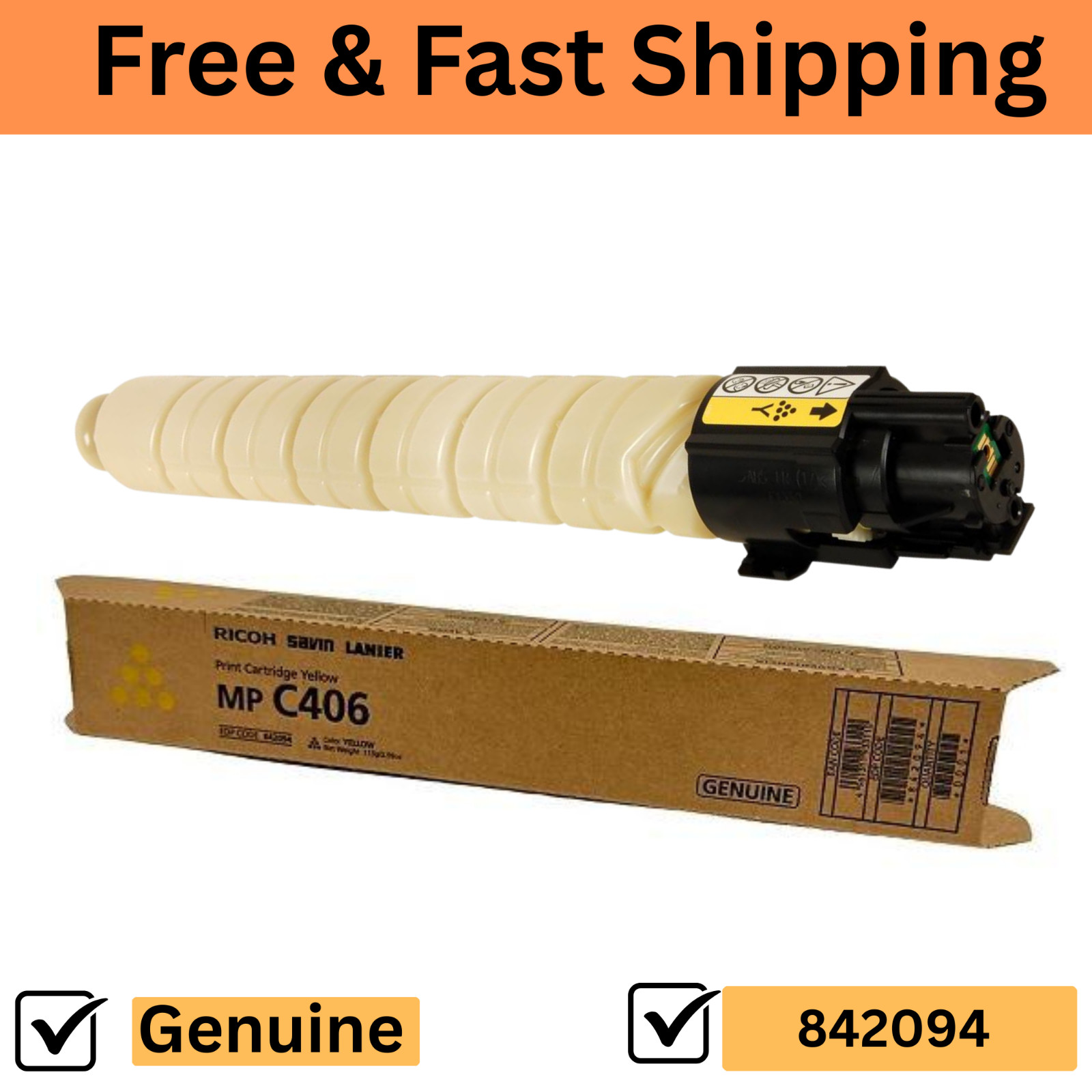 Genuine Ricoh MP C406 Yellow Print Cartridge 842094 Replacement for 6K pages