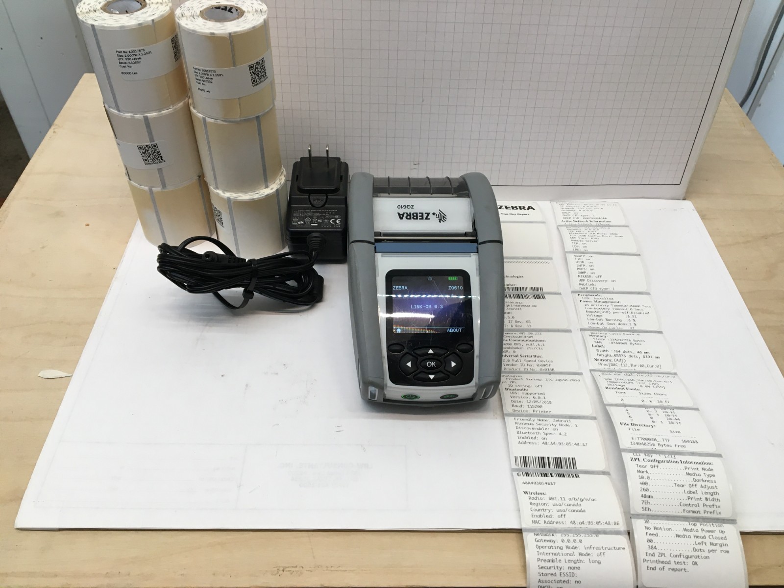 Zebra ZQ610 Portable Barcode Label Thermal Printer w Battery, Charger & 6 rolls