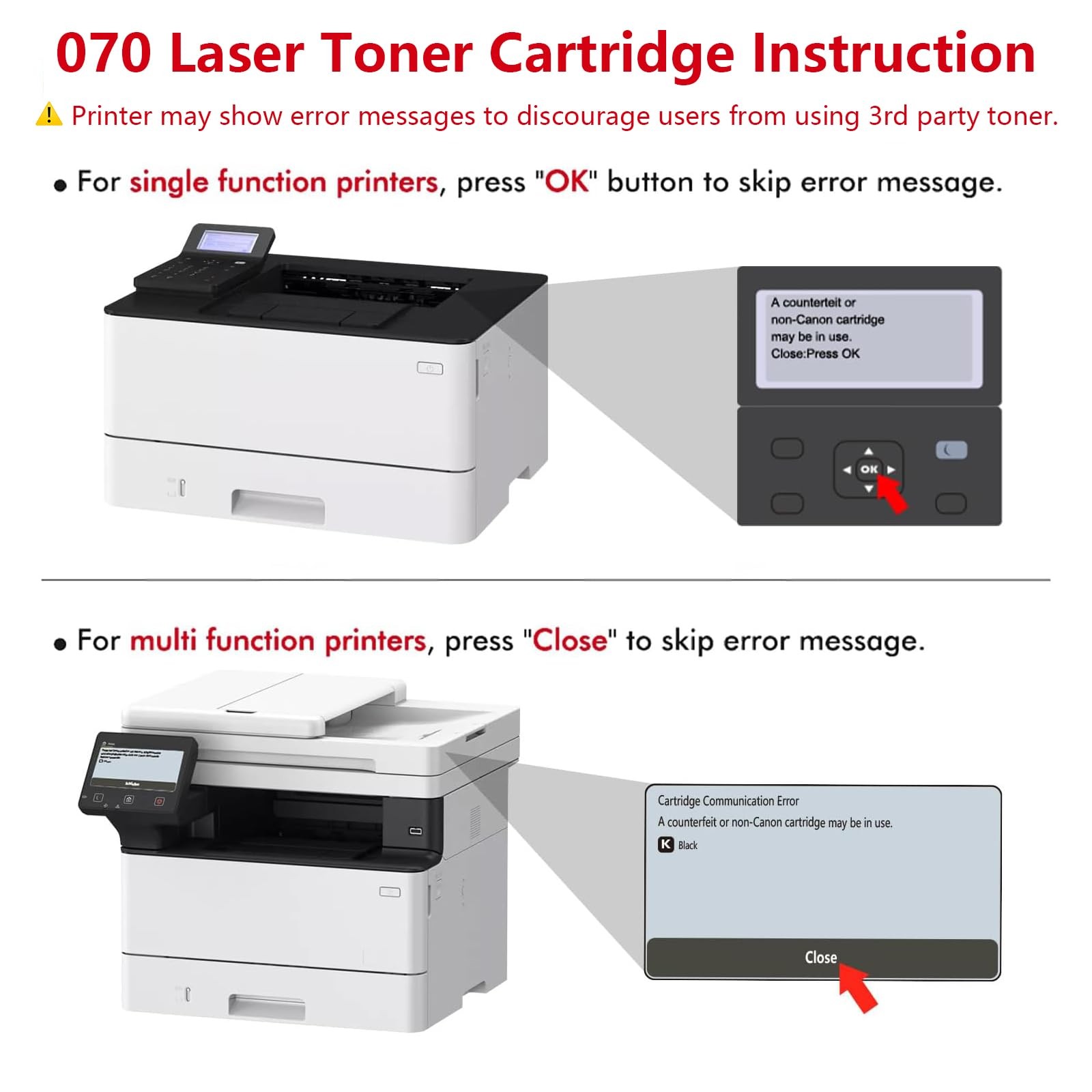 greencycle 070 Black Toner Cartridge Compatible Replacement for 2, black