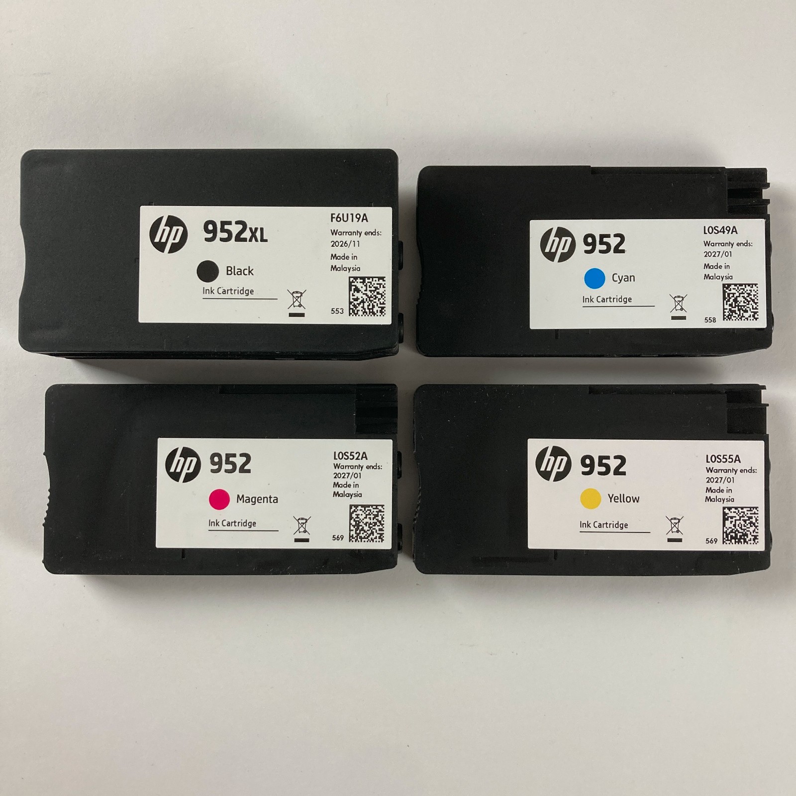 HP 952XL/952 Multi-Color Ink Cartridge Set N9K28AN Expires 2026/11 & 2027/01