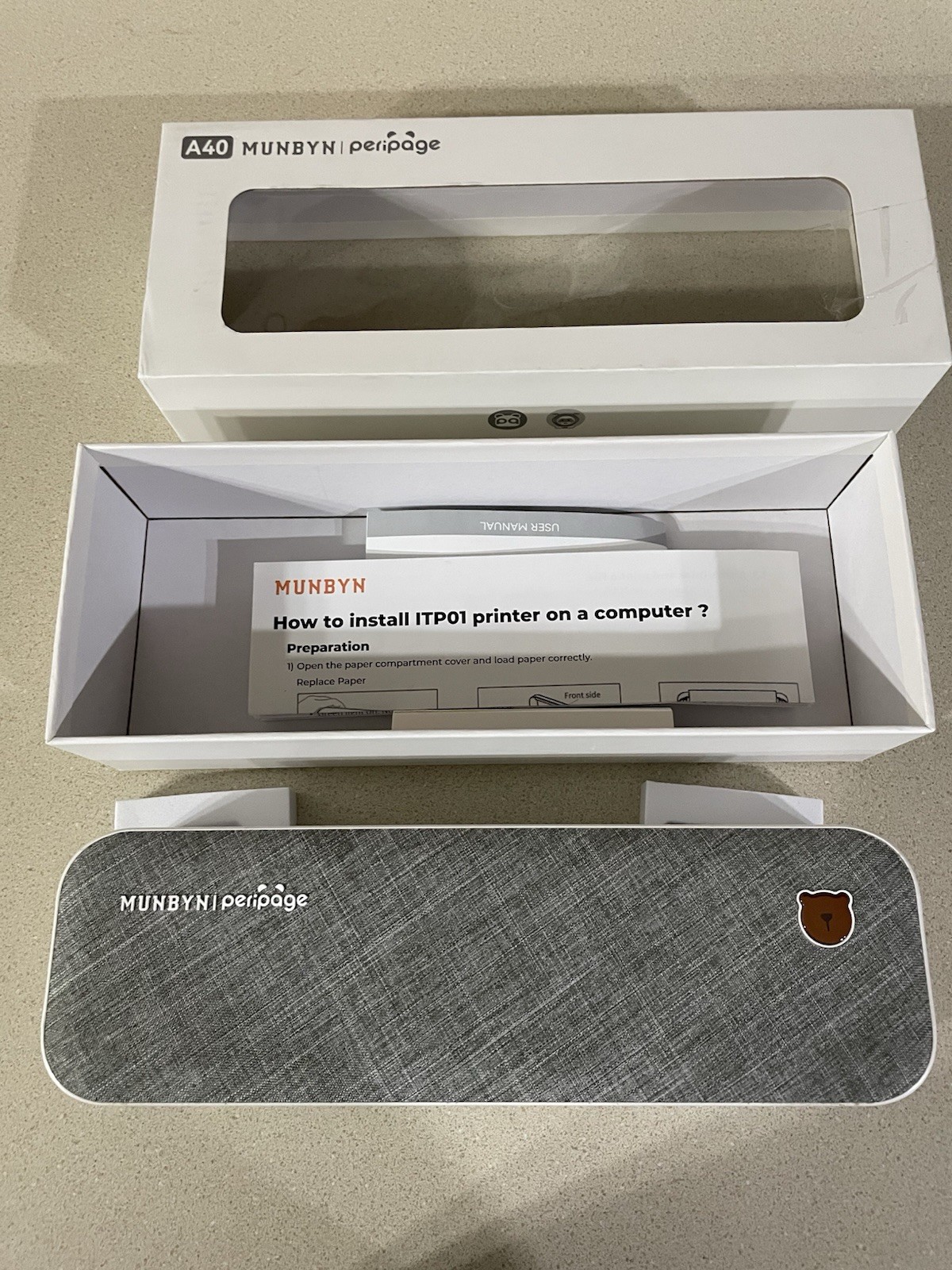 MUNBYN PeriPage Mini A40 Portable Thermal Printer Chargeable