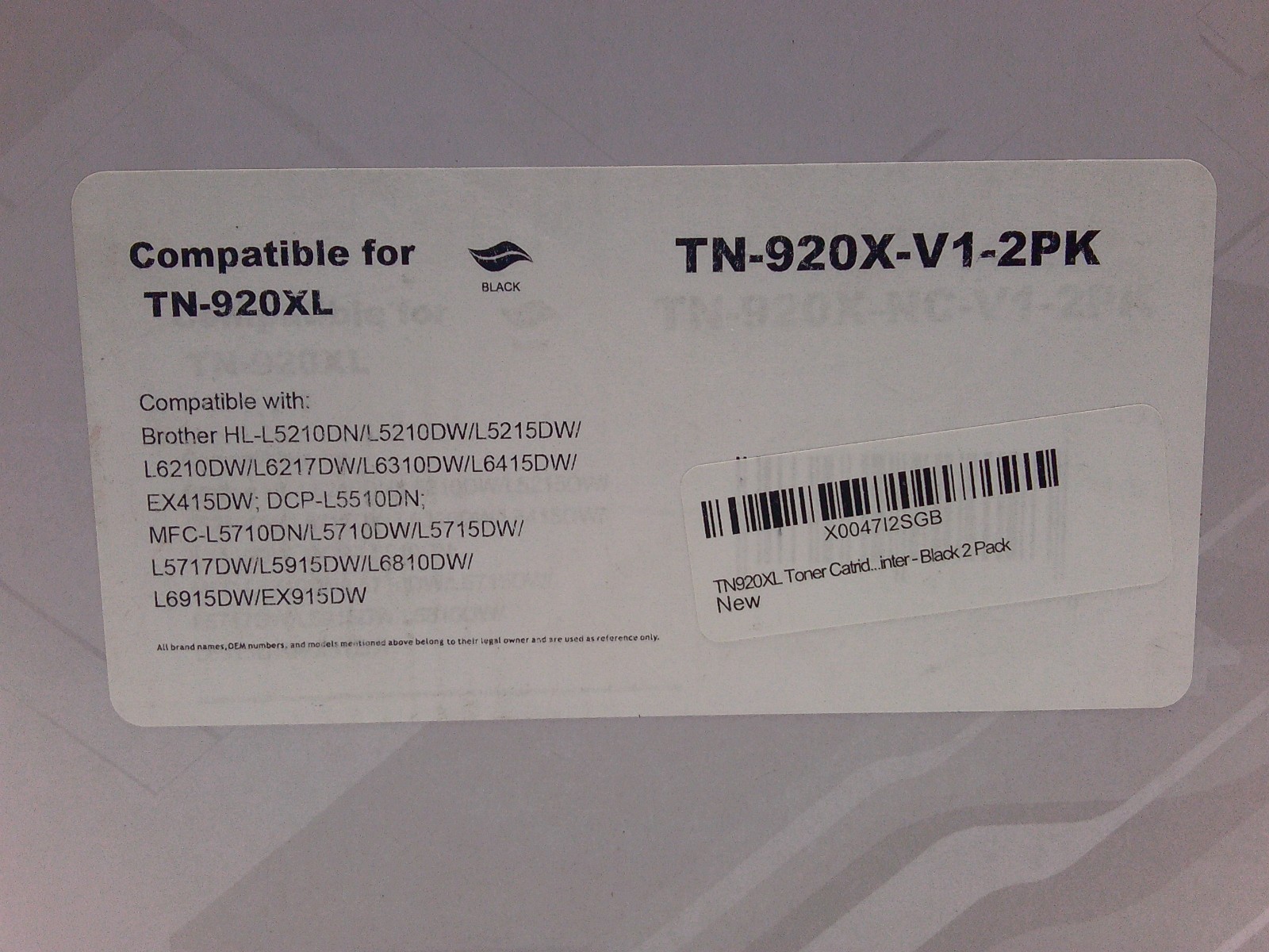 2 PK For Brother TN920 XL TN920XL Black High Yield Toner Cartridges With Chip