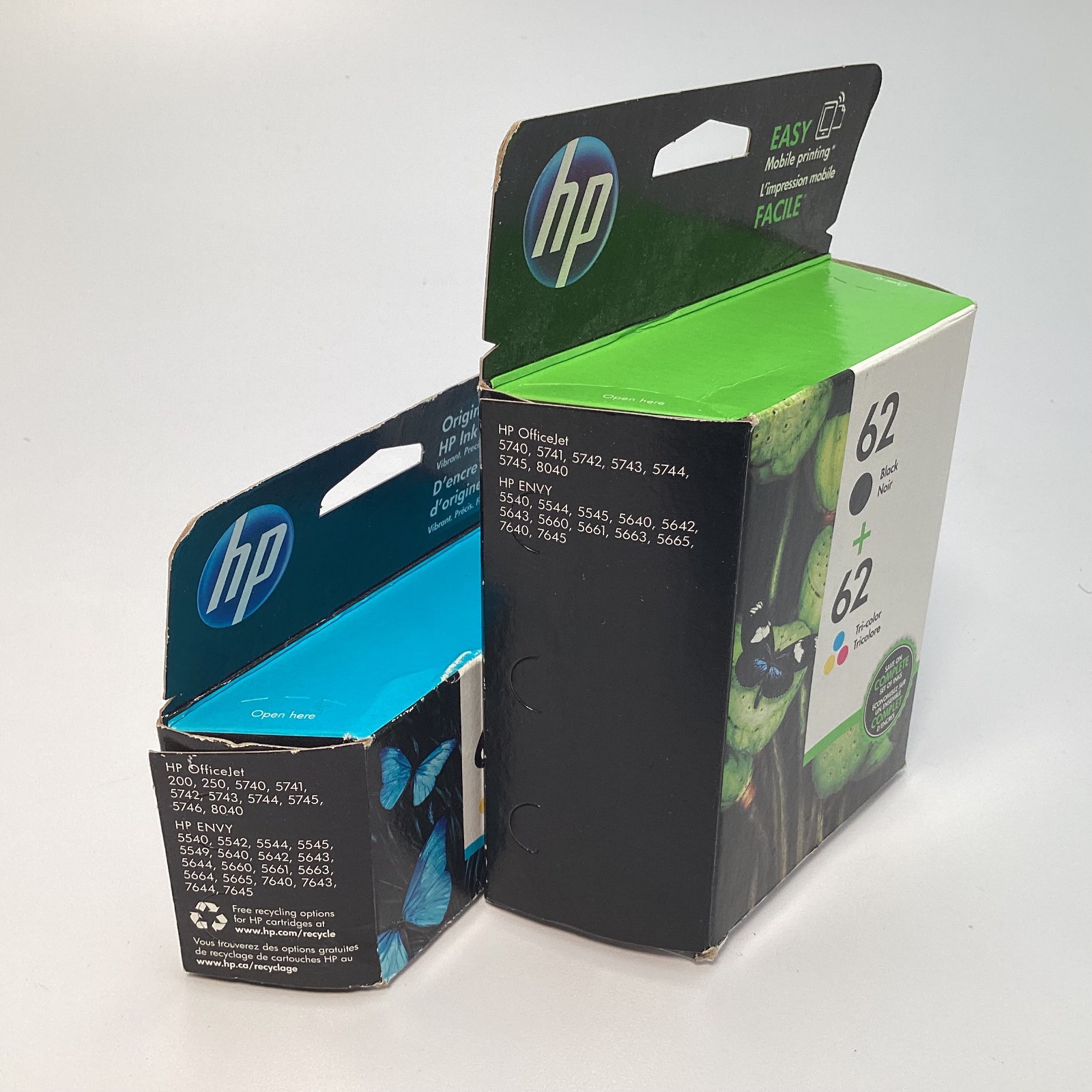 (3 Total) HP 62 Ink Cartridges Black & Tri-Color New Expiration: 2017 & 2022 New