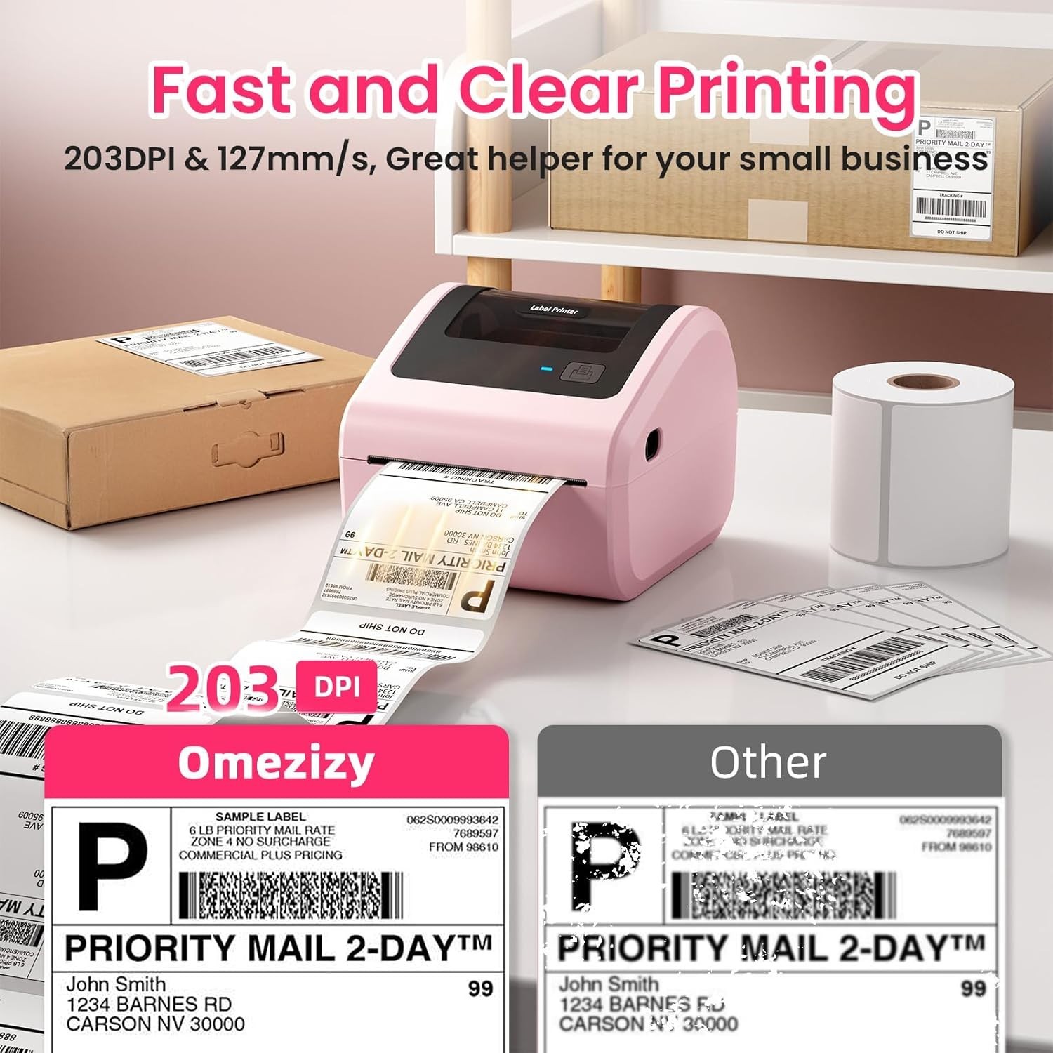 Compact Bluetooth Thermal Label Printer 4×6 – Ideal for Small Business Shipping