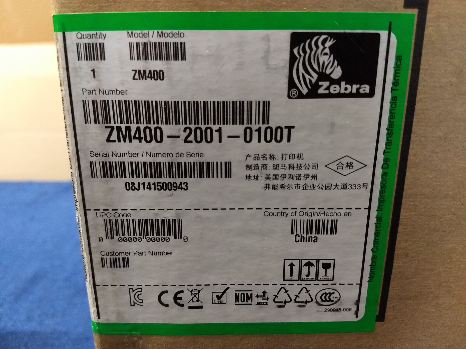 Zebra ZM400 Thermal Barcode Label Printer (ZM400-2001-0100T)