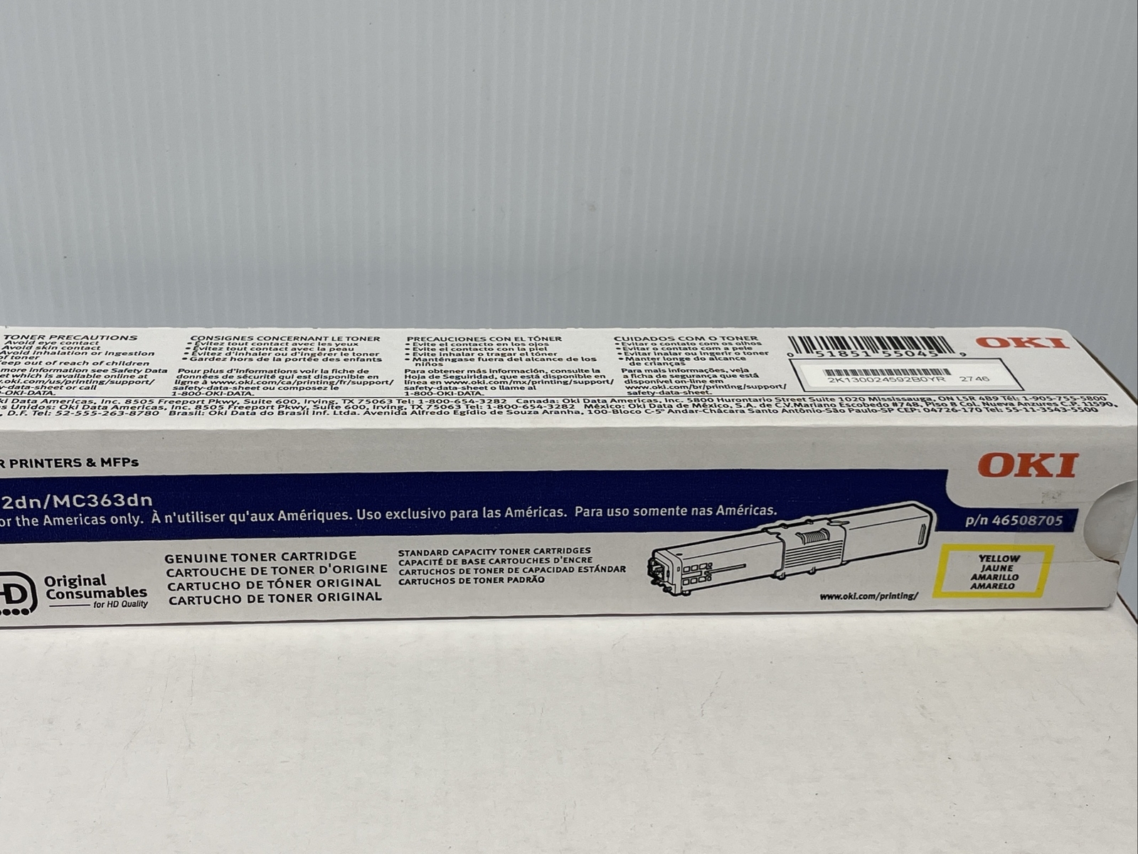 Okidata OKI Original Toner Cartridge – Yellow 46508705 C332dn MC363dn
