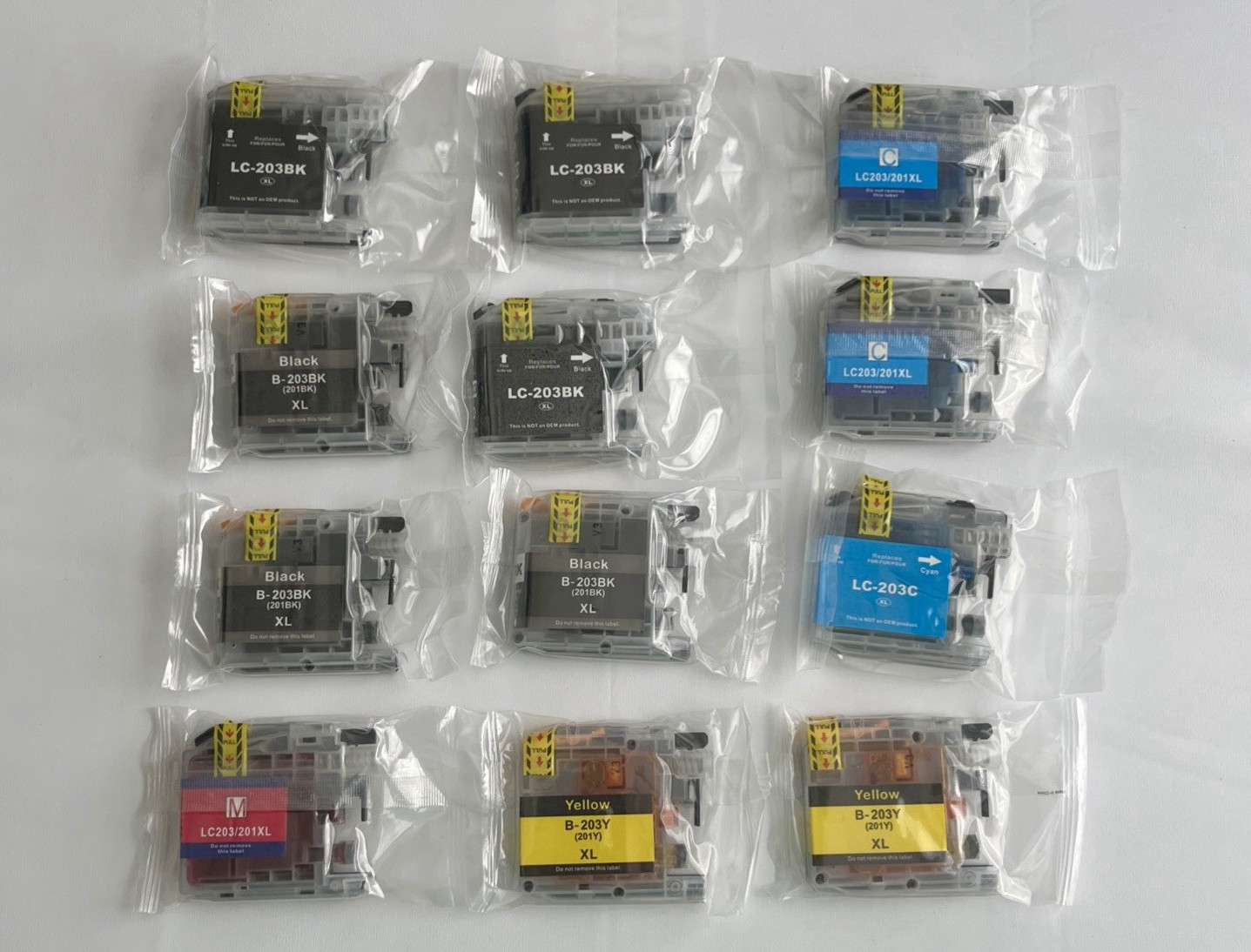 Compatible Brother LC-203 LC-203BK/203C B-203BK/203Y Ink CMYK Set of 12