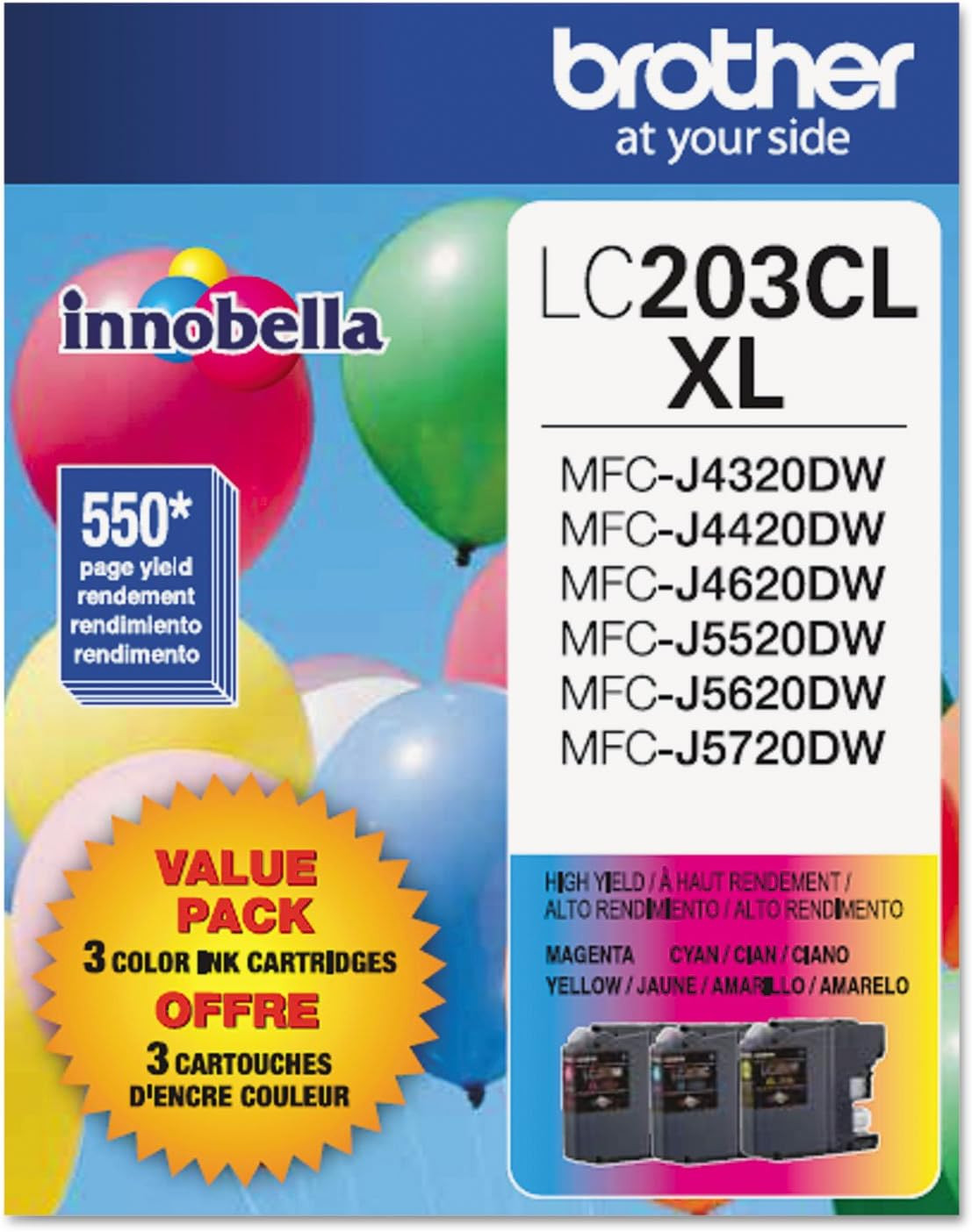 Genuine High Yield Color Ink Cartridge, LC2033PKS, Replacement Color Ink Three P