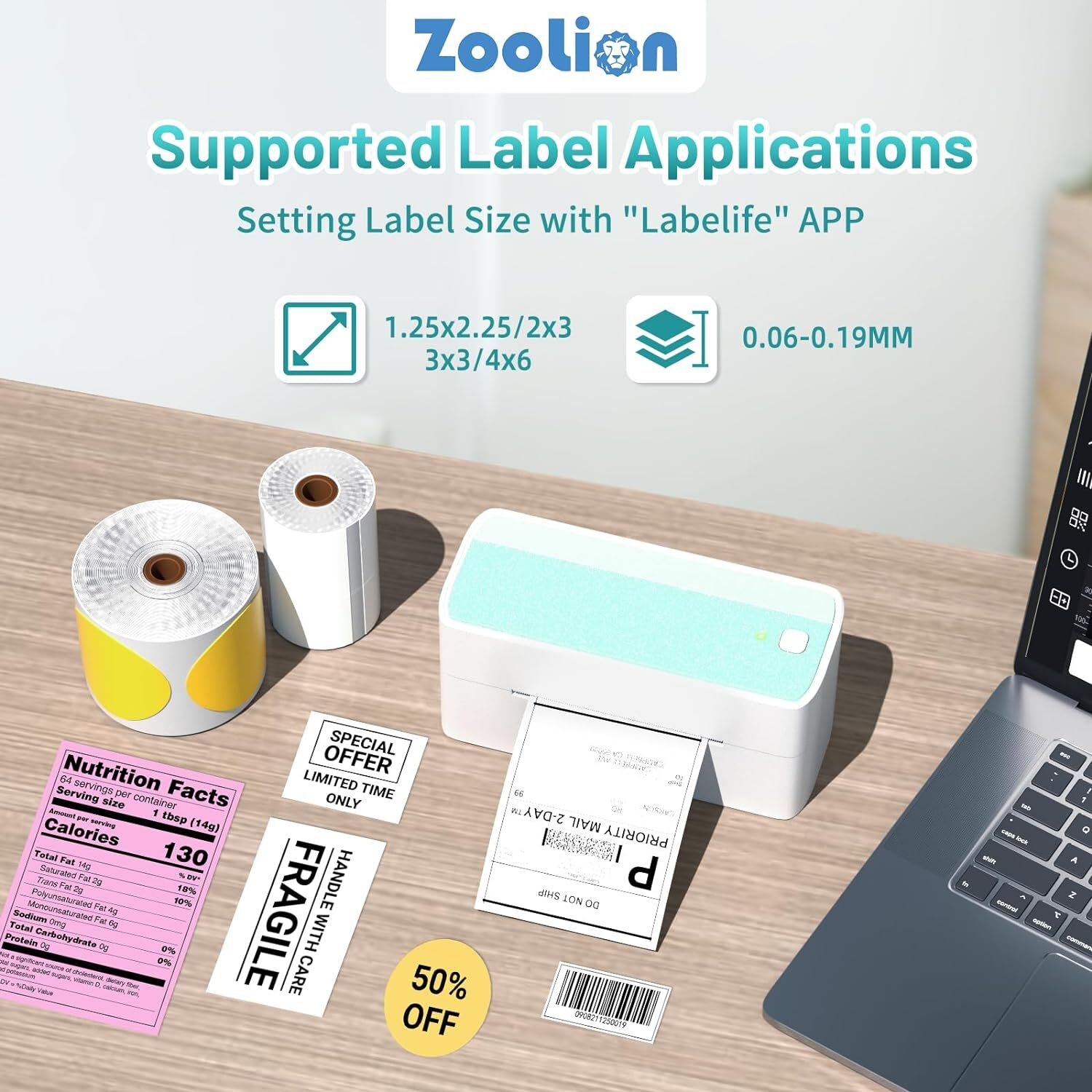Bluetooth Thermal Label Printer Shipping Label Printer for Home & Business Lot