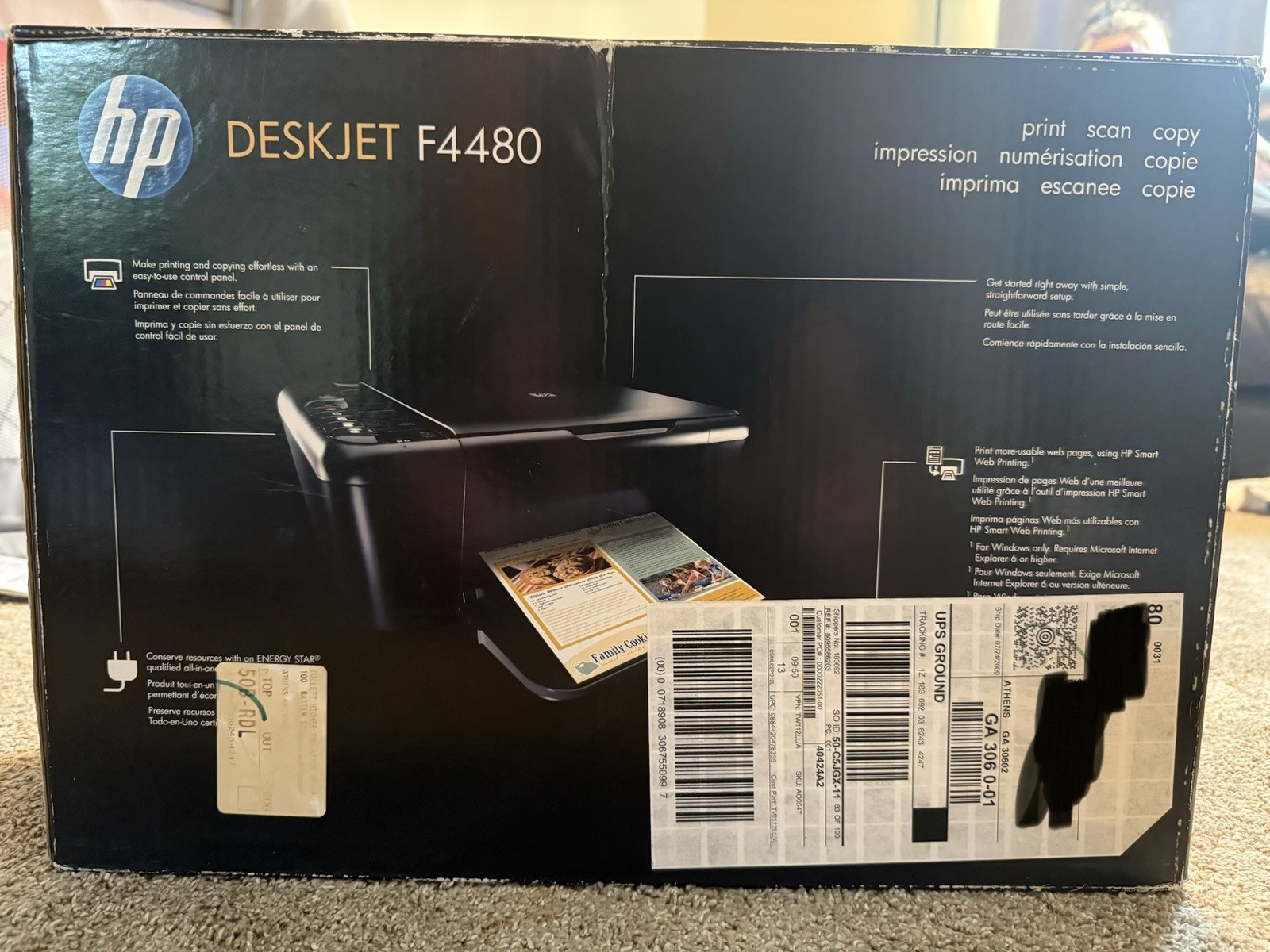 HP DeskJet F4480 All-in-One Color Inkjet Printer Scanner Copier USB 4800×1200