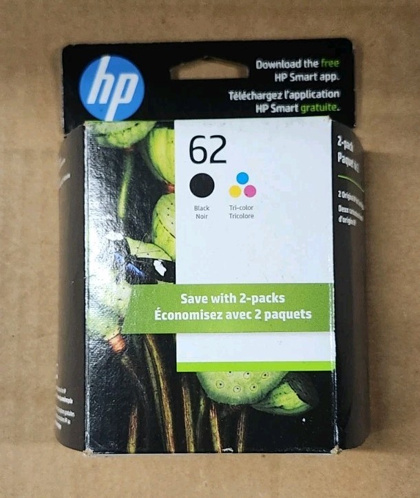 NIB Genuine HP 62 Black +Tri-Color Ink Cartridge N9H64FN Combo Pack Brand New