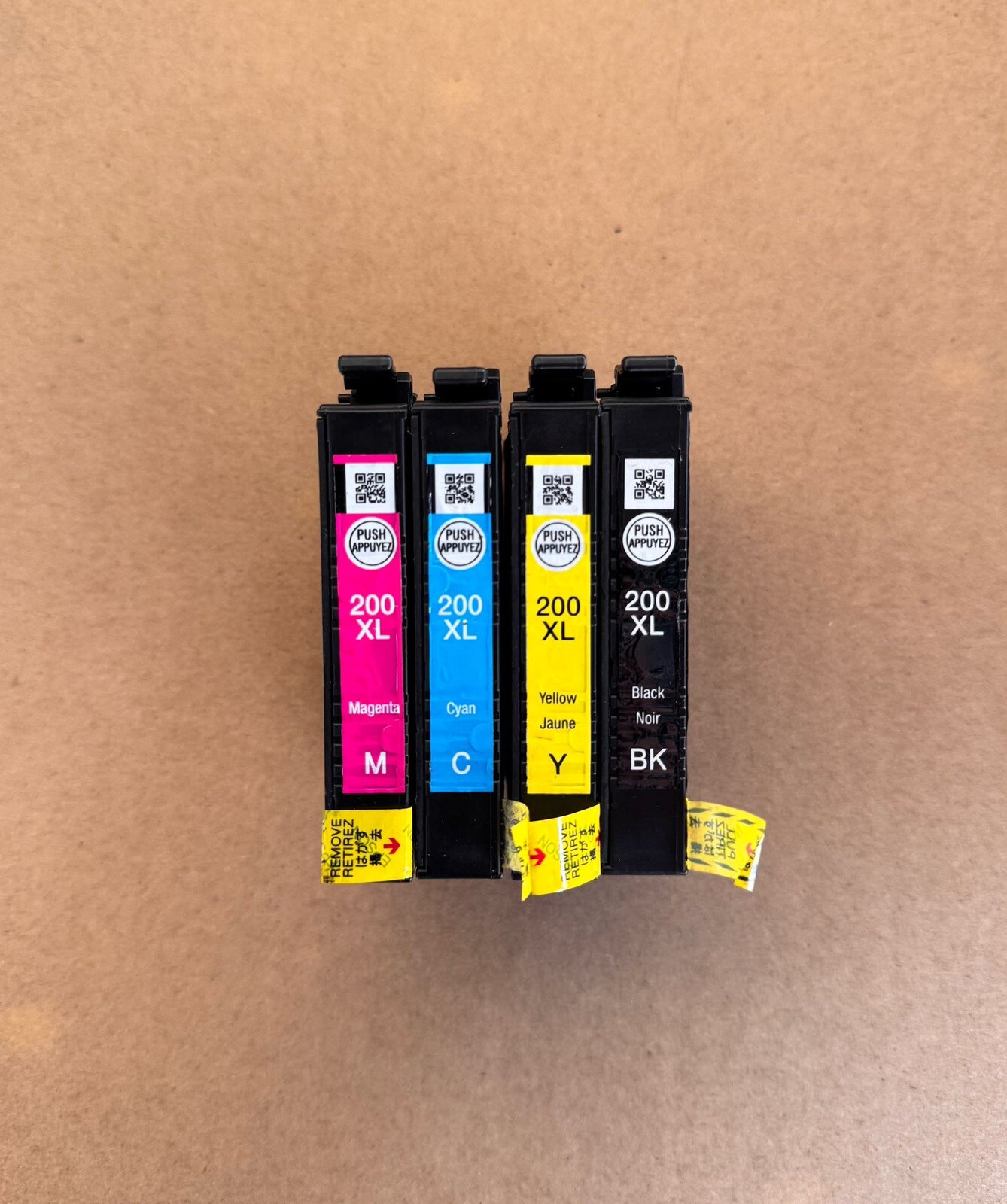 4pk Genuine Epson 200XL High Yield Black & Color Ink XP310 XP400 WF2530 WF2540