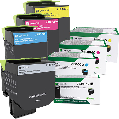 Lexmark CX417 (71B1HK0-71B10 Color) Toners Cartridge Set