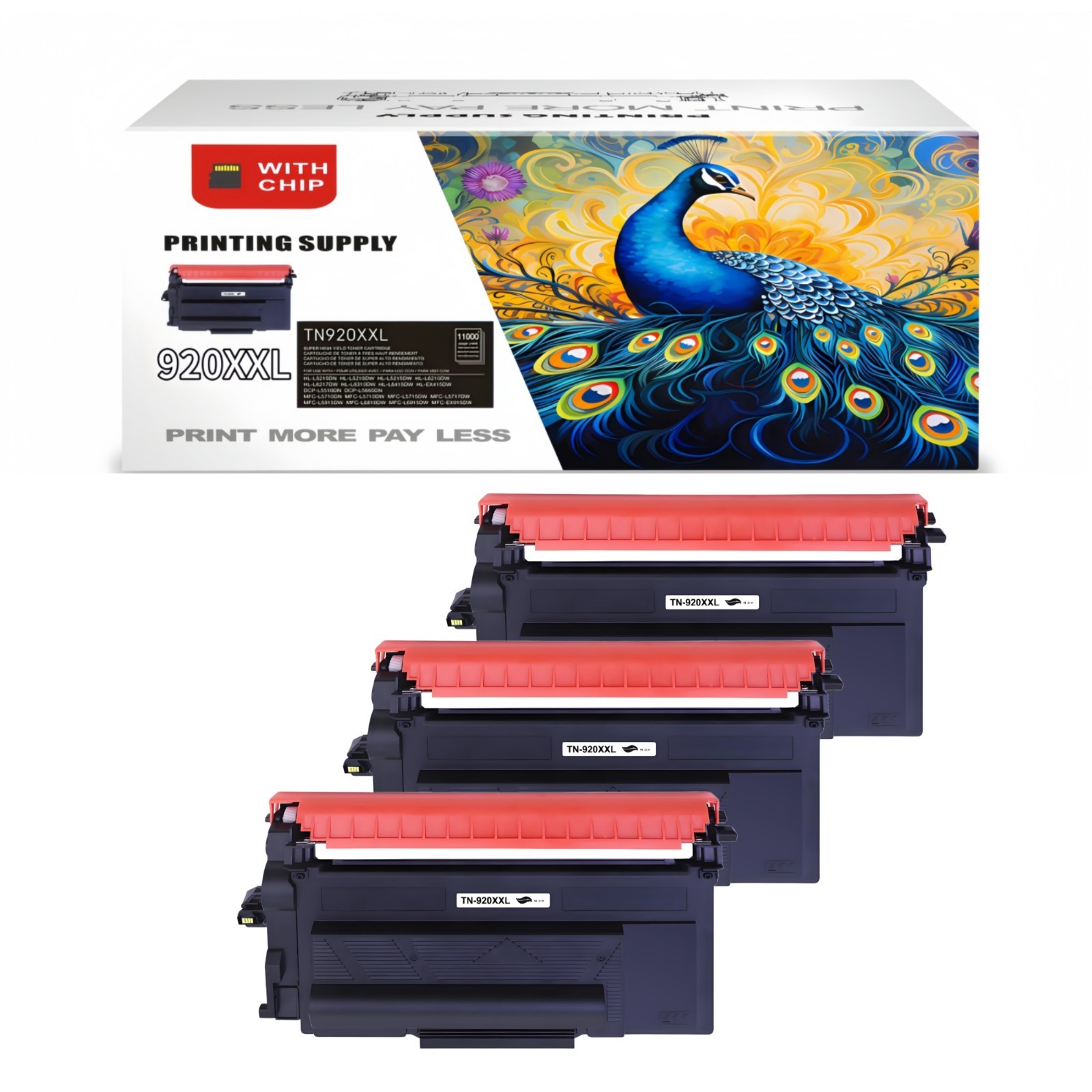 3PK TN920XXL Toner Compatible for Brother TN920 TN920XXL HL-L6210 L6310 DCPL5510
