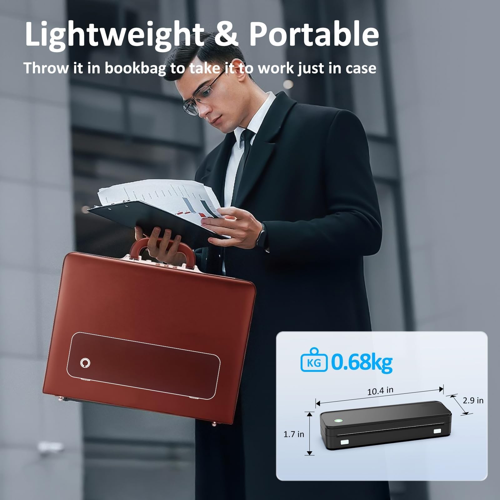 Inkless Portable Printer for Travel, Wireless Thermal Printer Supports 8.5 x …