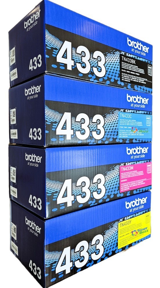 Genuine Brother TN-433 Toner Set BK C M Y High Yield 4-Pack OEM for HL-L8360CDW