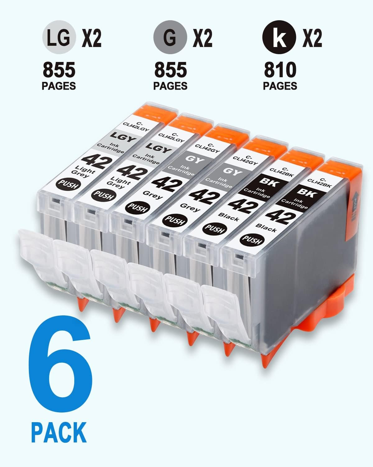 Intactech Compatible with Canon 42 CLI42 Pro Pixma 100 Ink Cartridges (2 Black,