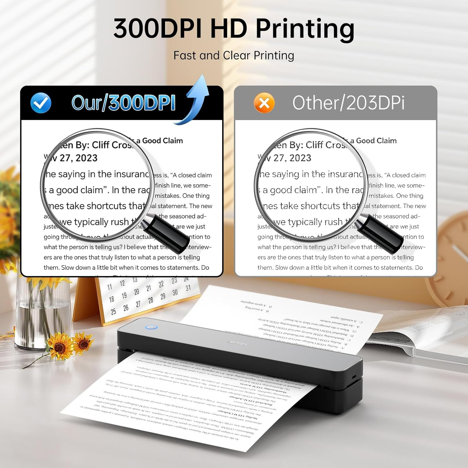Portable Thermal Printer, 300DPI Inkless-Bluetooth Small Mobile Printers Wireles