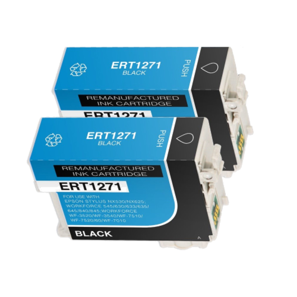 2PK 127 Extra Hi-Yield BK Ink For Epson WorkForce 545 630 633 635 645 840 845 60