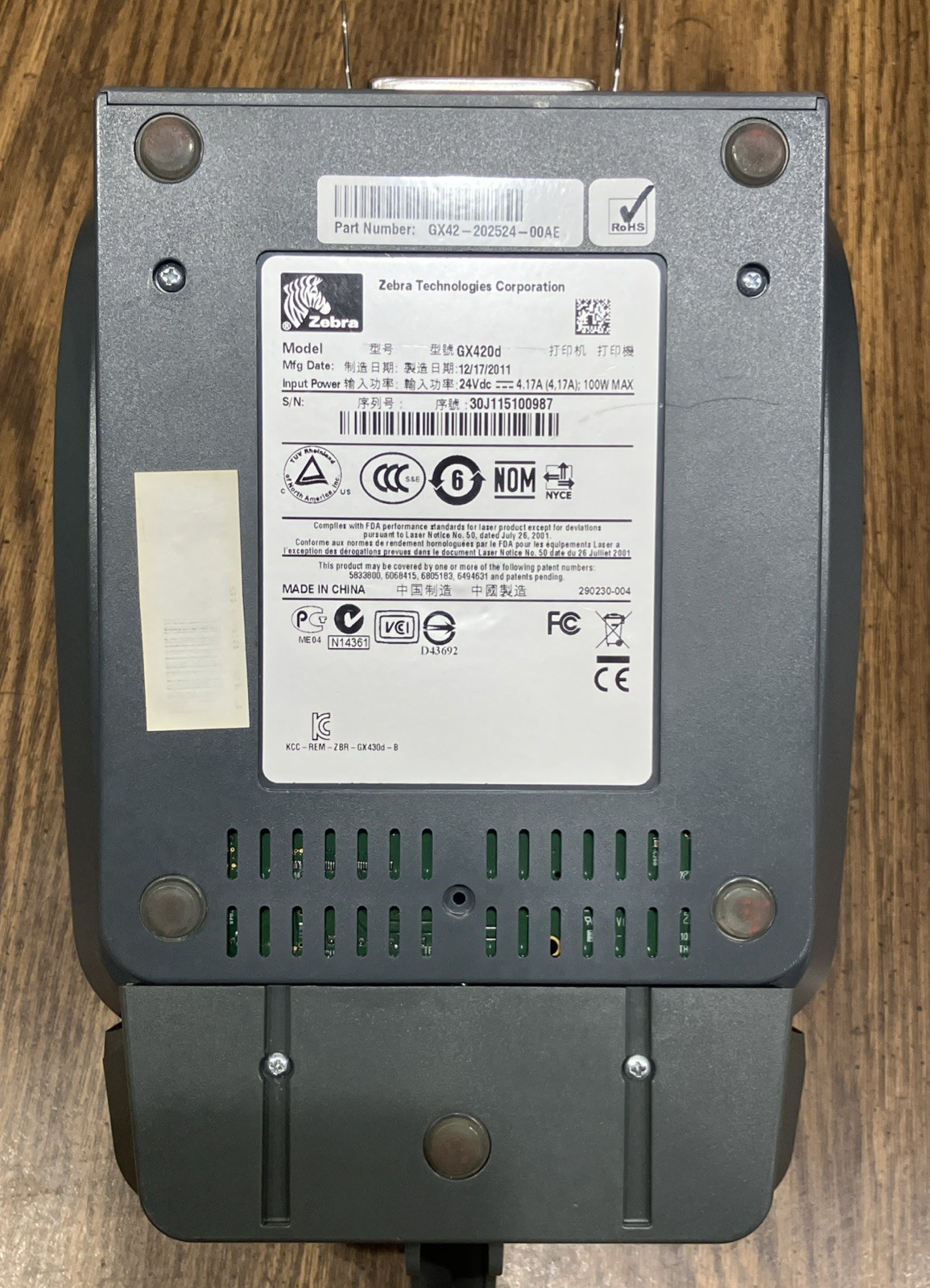 Unit only / ZEBRA GX420d Direct Thermal Desktop Printer Print GX42-202524-00AE