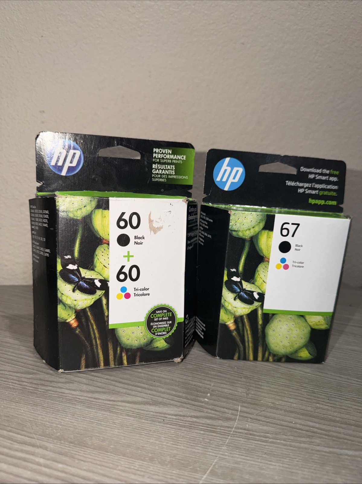NEW HP 60 Black Color + 60 Tri-Color Ink Cartridges, Lot Of 2 (4 Packs Total)