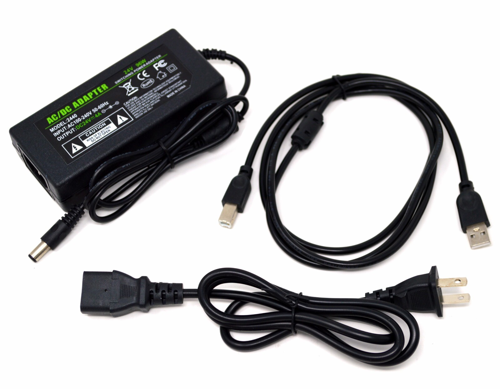 (24V Power Supply + USB Cable) for Zebra GK420d GX420d GX430 AC-DC Adapter
