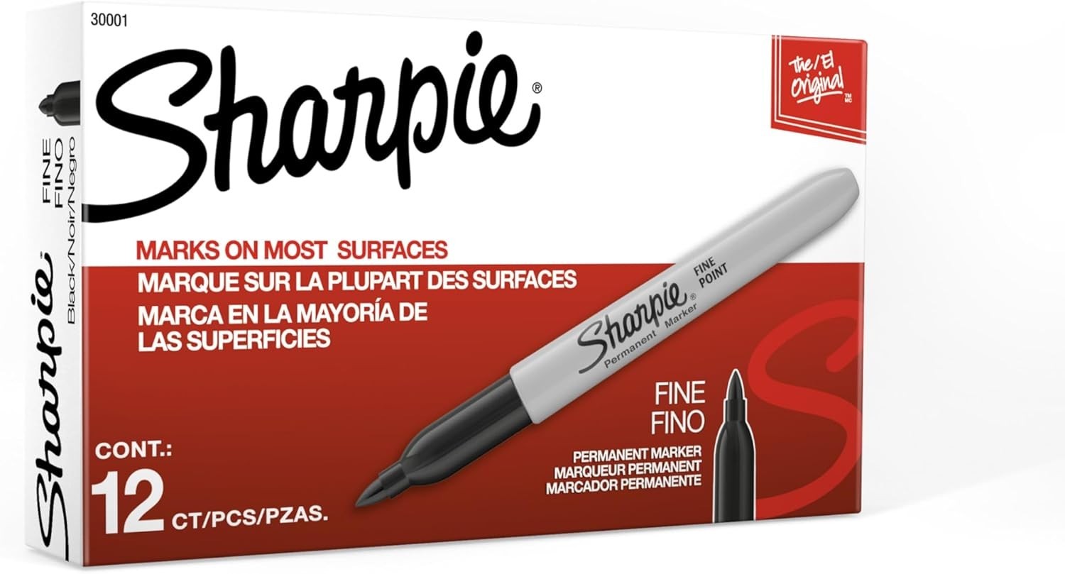 SHARPIE FINE POINT PERMANENT MARKER, BLACK, 12 COUNT