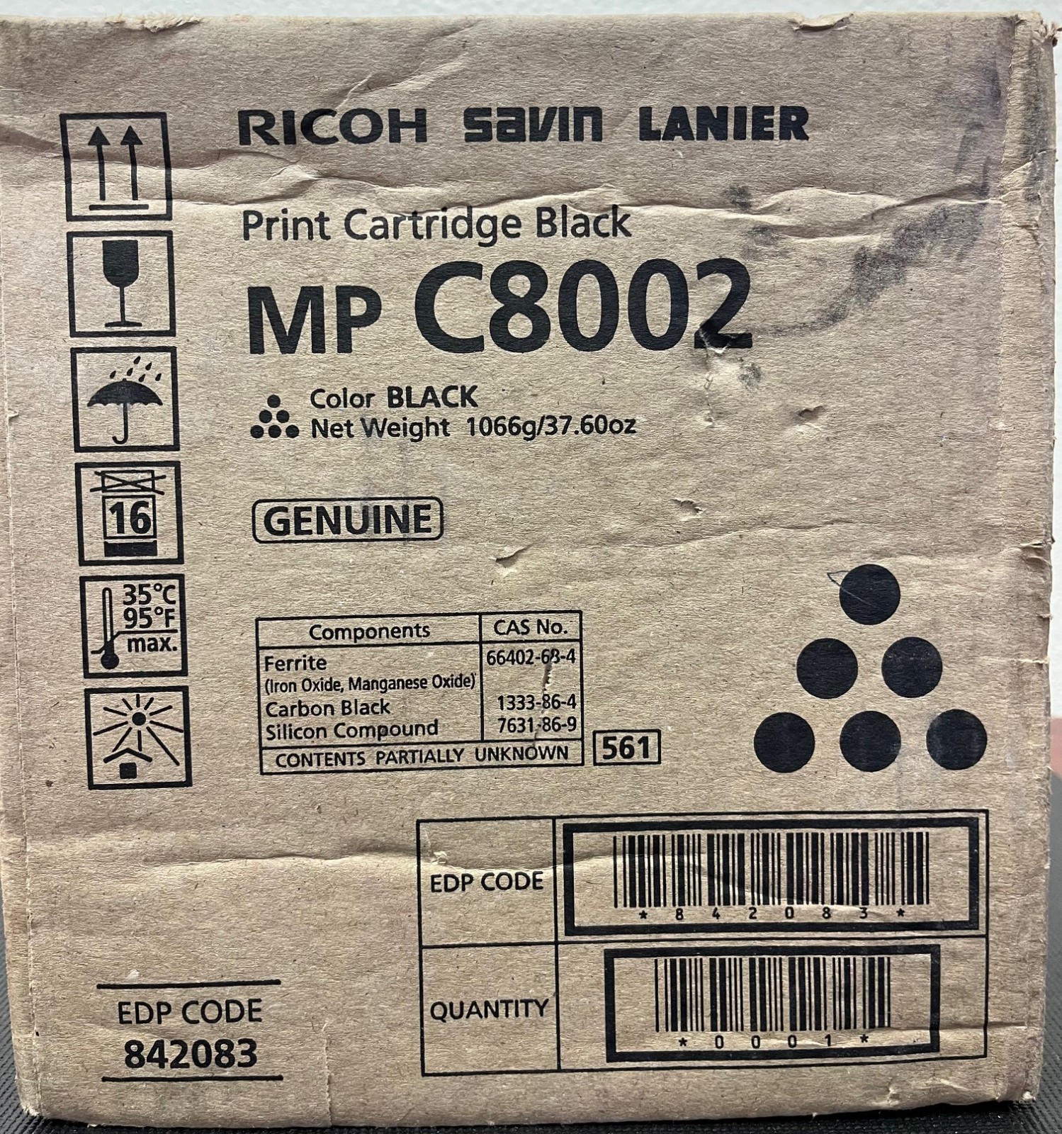Ricoh Savin Lanier MP C8002 Black Toner Cartridge 842083 NEW