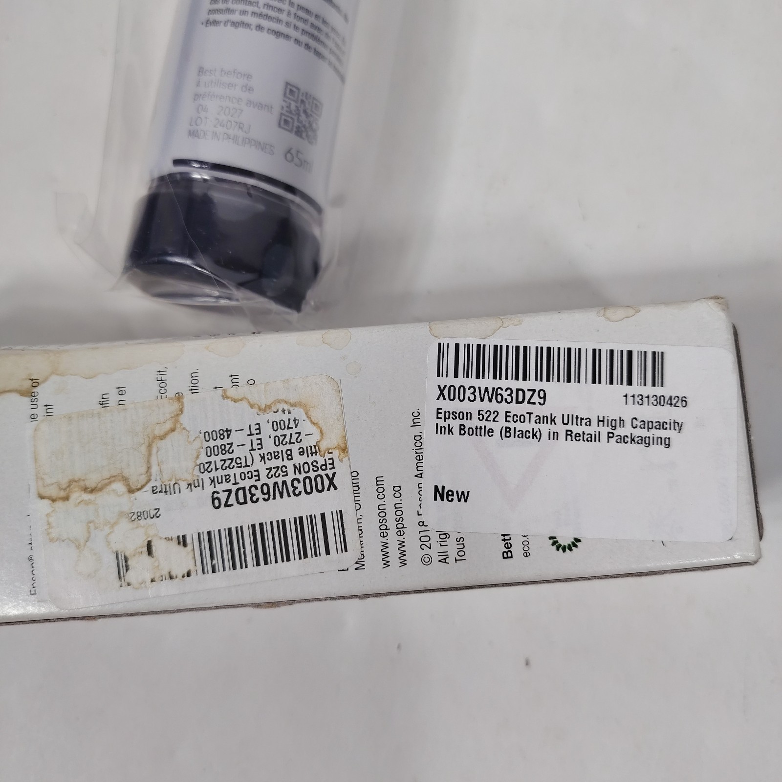 Genuine Epson 522 Black Ink Bottles ET-2720 ET-2800 ET-2803 ET-4700 Exp 04/2027
