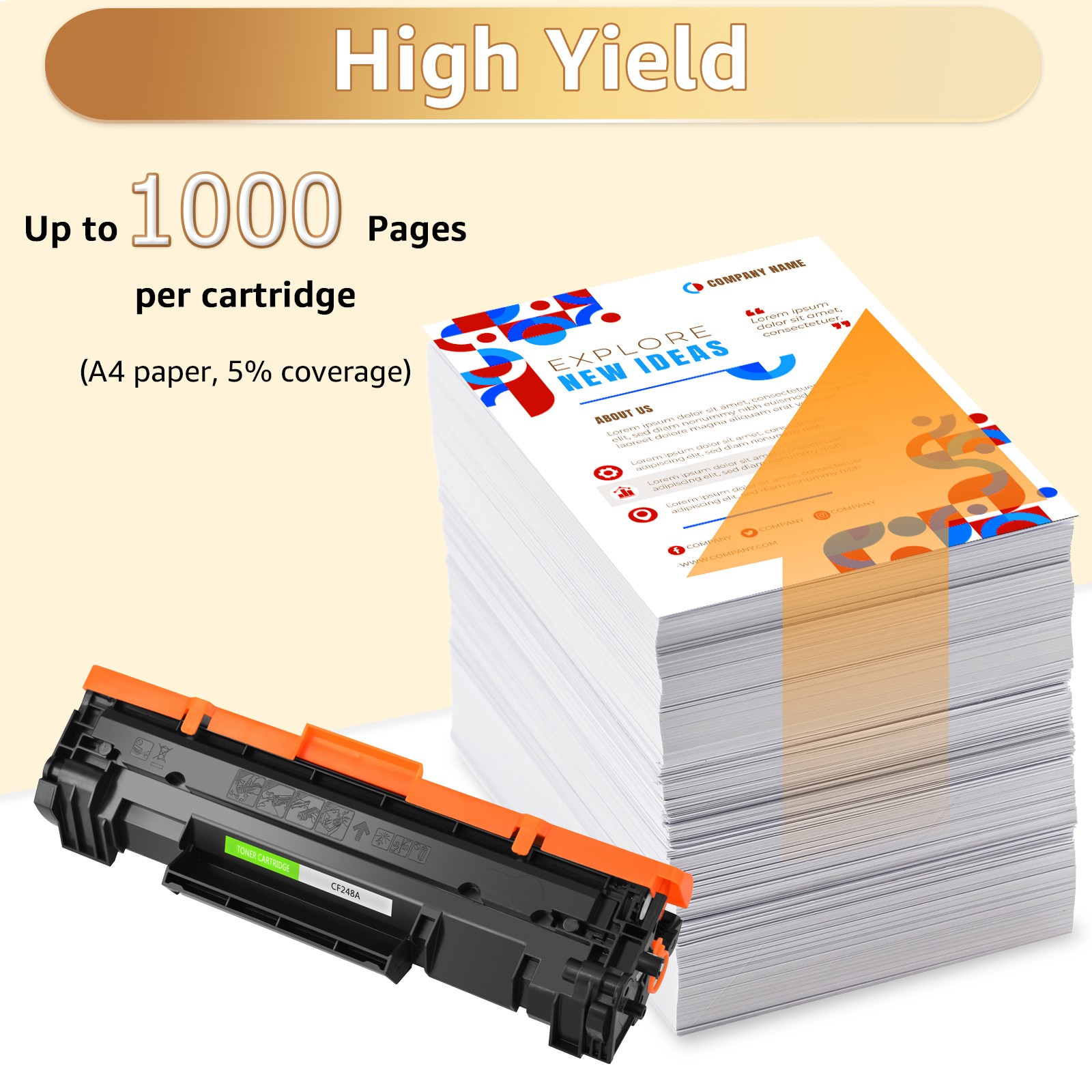4PK 48A CF248A Toner Cartridge Replacement for HP LaserJet Pro M15a M15w M16a
