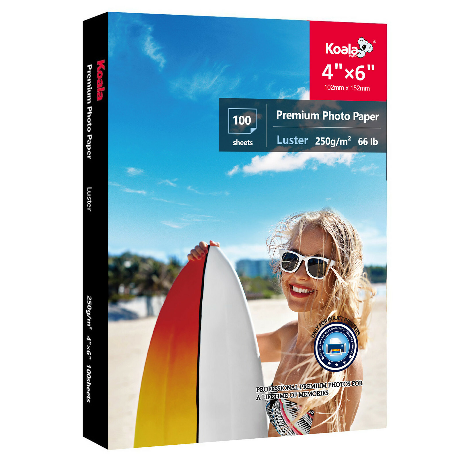 100 Sheets Koala Premium Photo Paper 4×6 Luster 66lb Inkjet Printer Semi-gloss