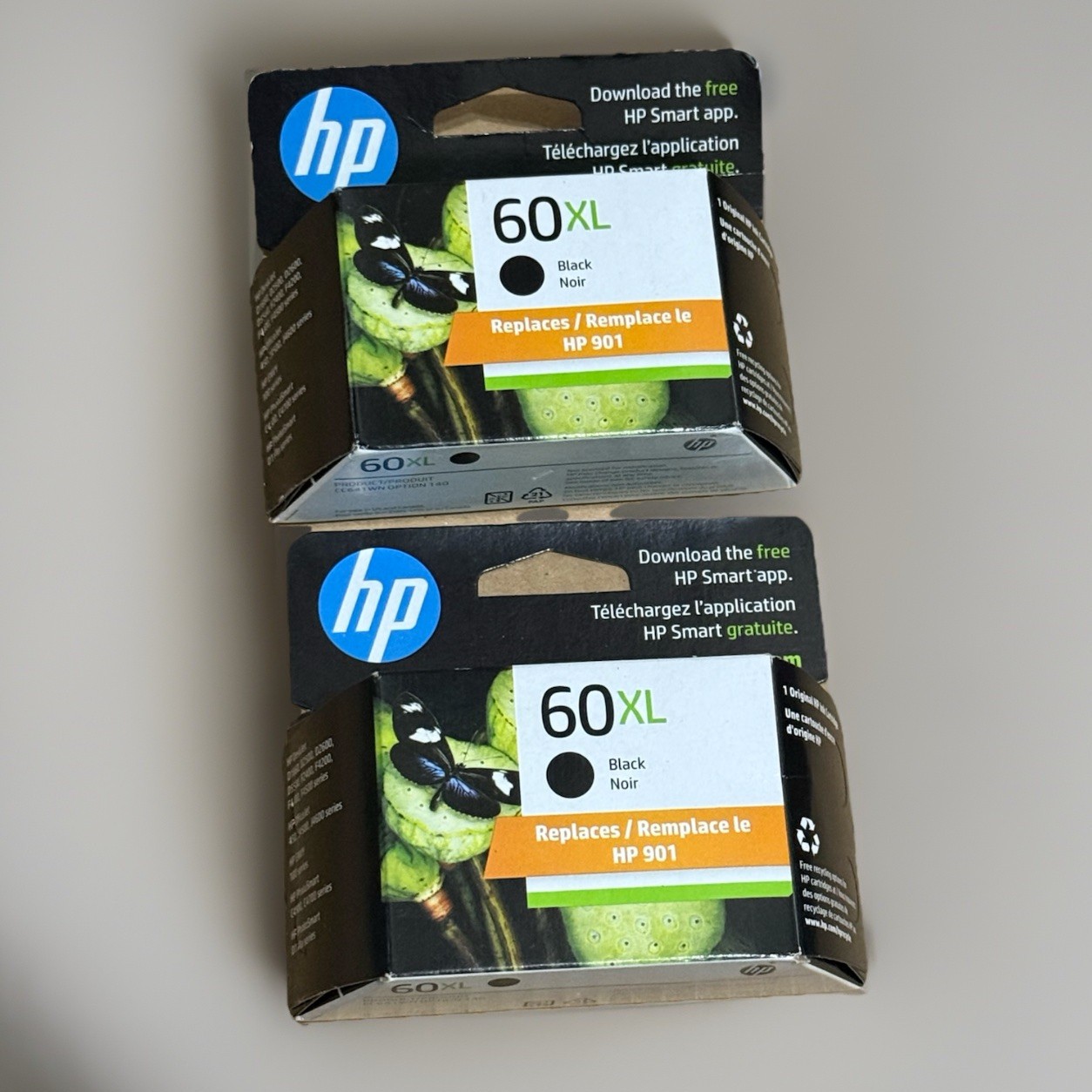 HP 60XL Black Ink Cartridges -NEW -LOT OF 2 – CC641WN – Exp 1/26 To 12/27