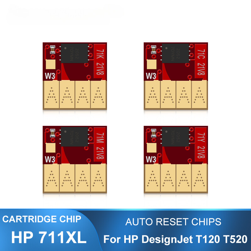 4PC HP 711 711XL Auto Reset Chip Cartridge Chip For HP DesignJet T120 T520