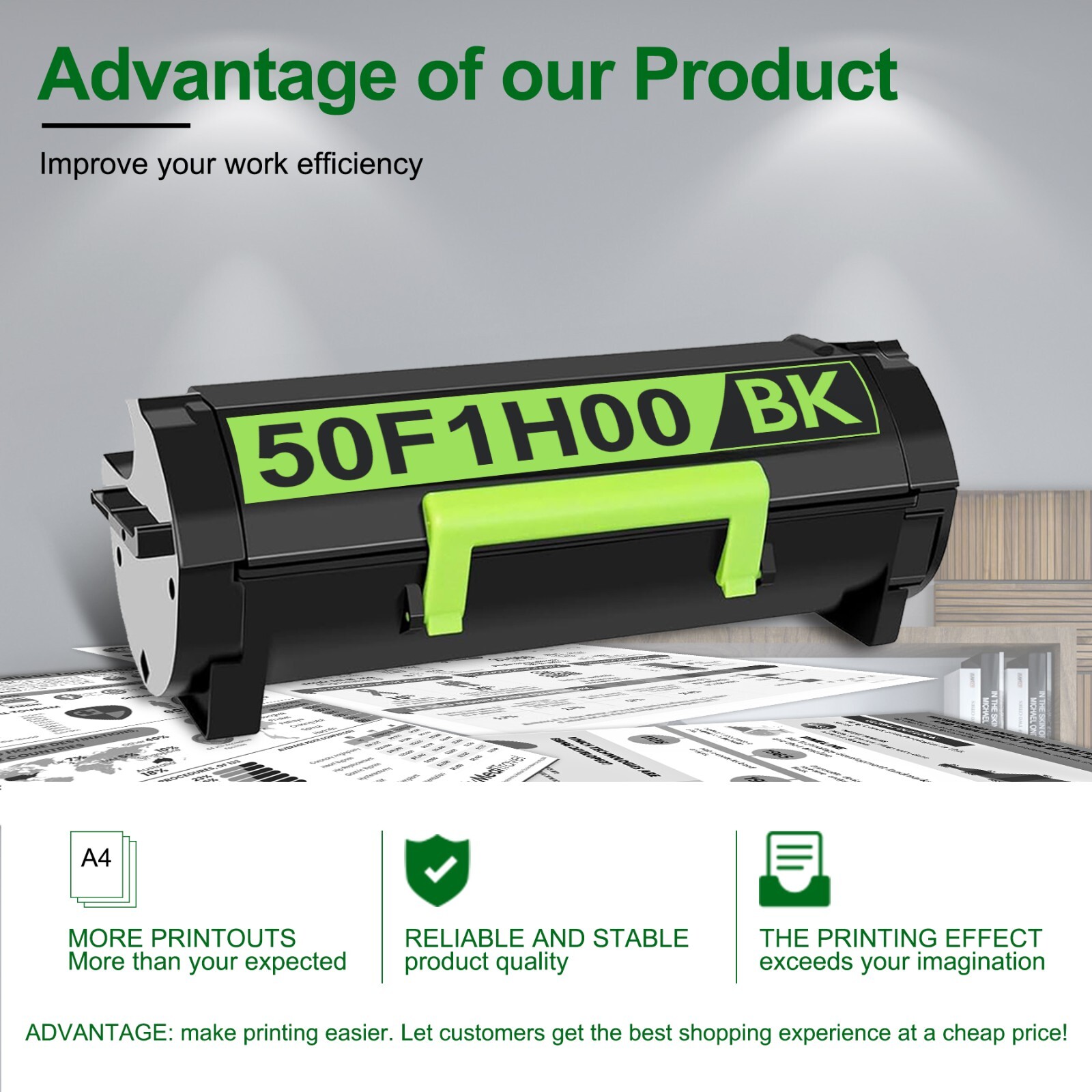 1PK 50F1H00 Toner for Lexmark MS310d MS310dn MS510dn MS610dtn 50F1H00 5000 pages